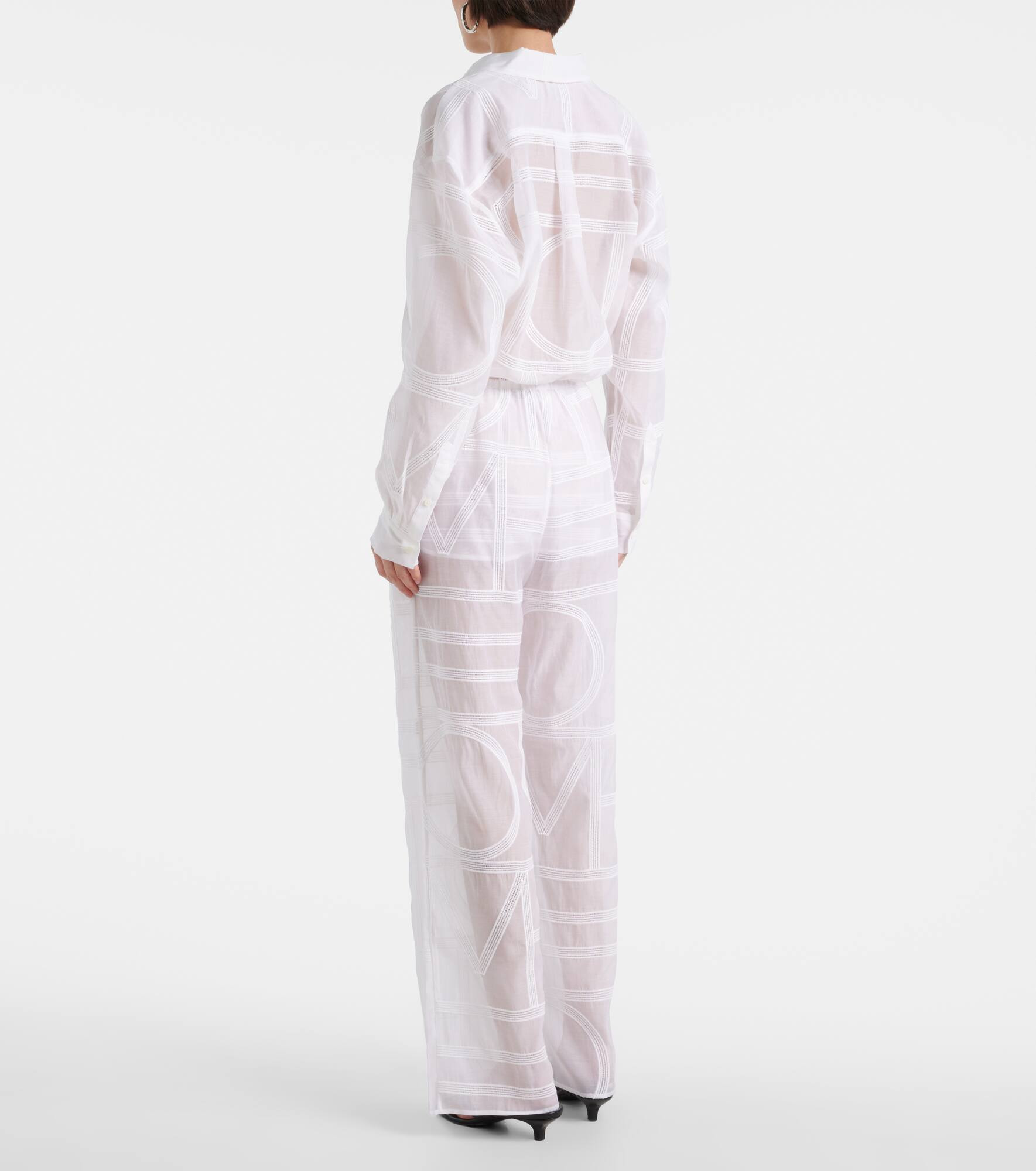 Cotton and silk voile wide-leg pants - 3