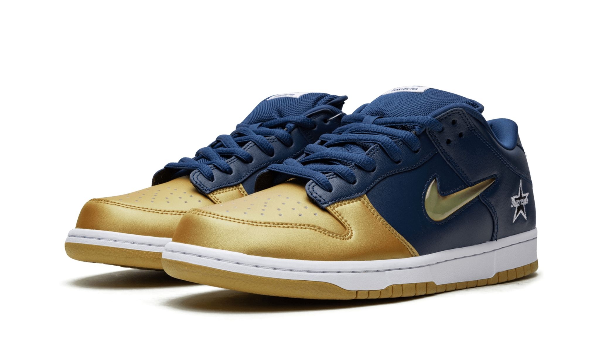 SB Dunk Low "Supreme - Jewel Swoosh Gold/Navy" - 2