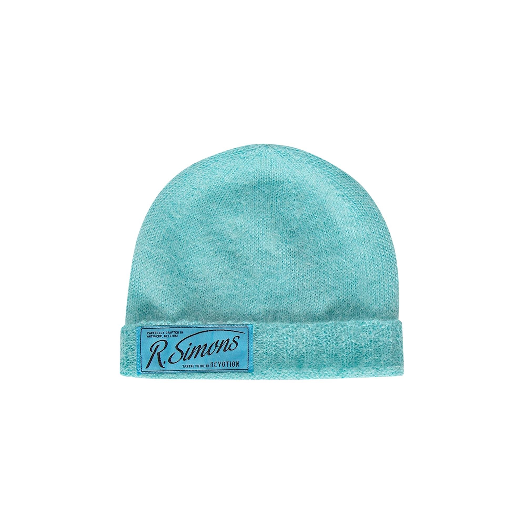 Raf Simons Knit Beanie With Woven Label 'Aqua' - 1