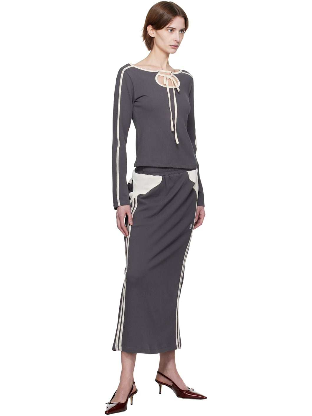 Gray Football Jersey Midi Skirt - 4