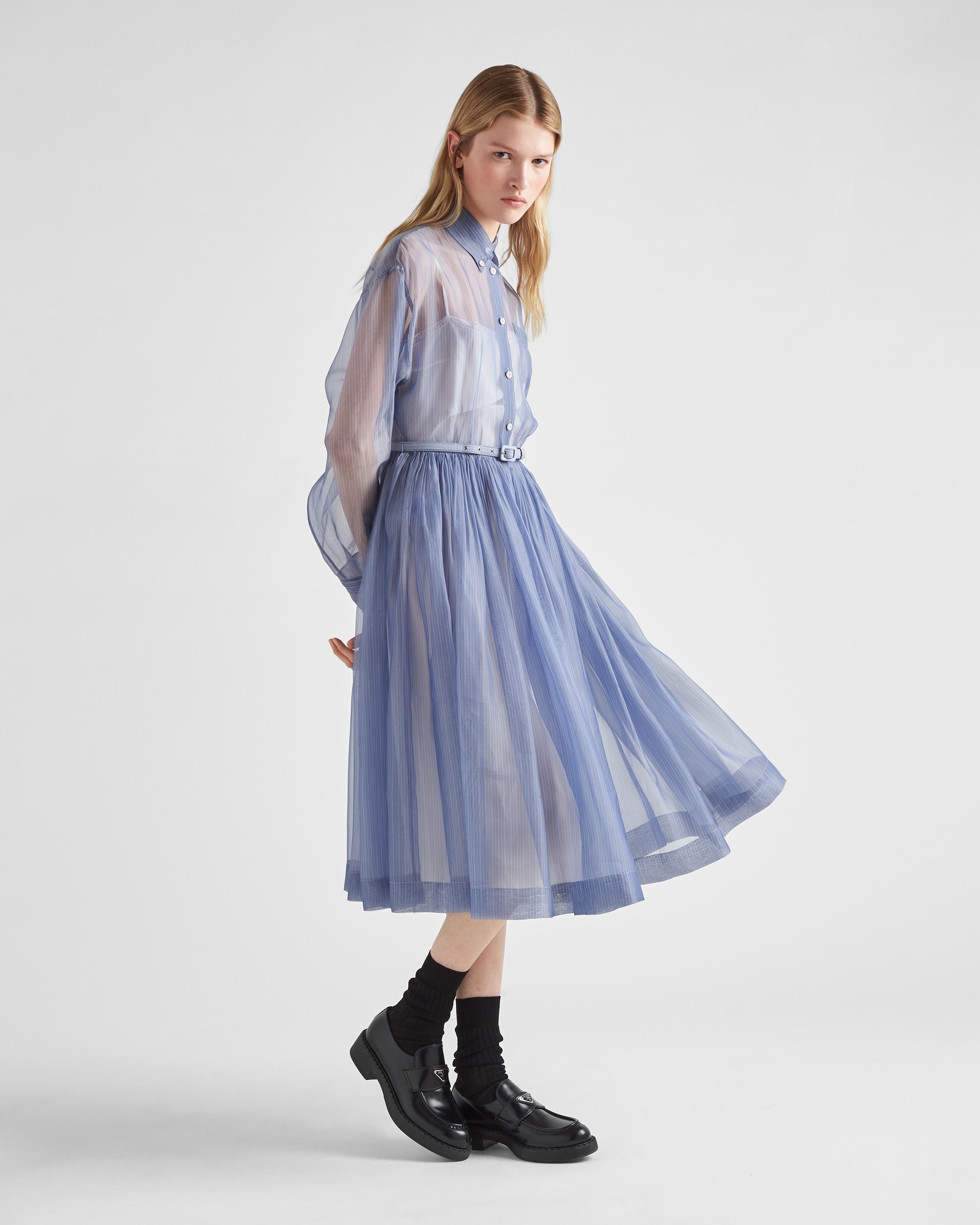Embroidered striped organza dress - 2