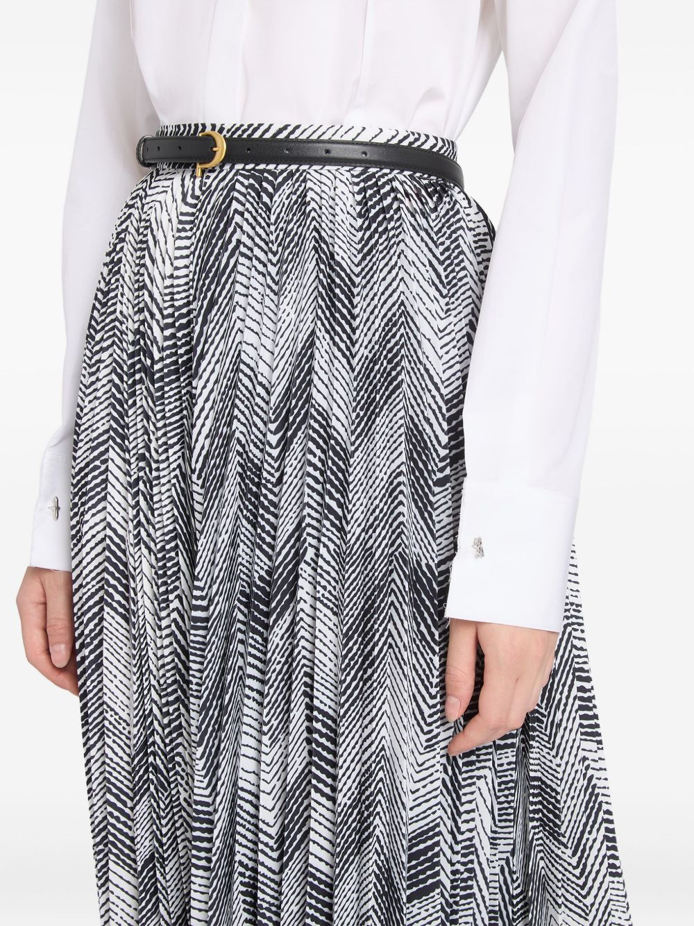 chevron pleated midi skirt - 4