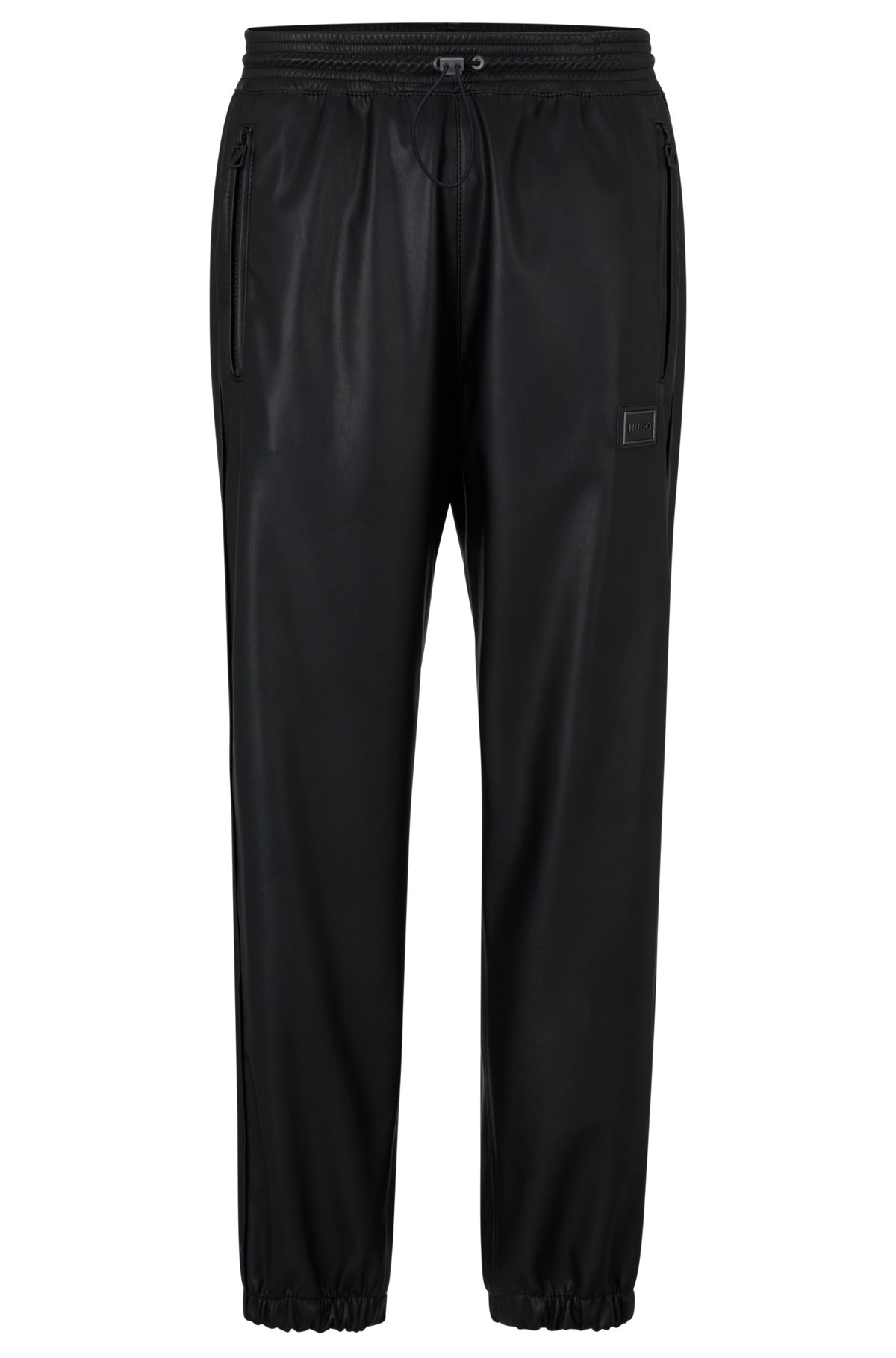 FAUX-LEATHER TRACKSUIT BOTTOMS WITH FRAMED LOGO - 1