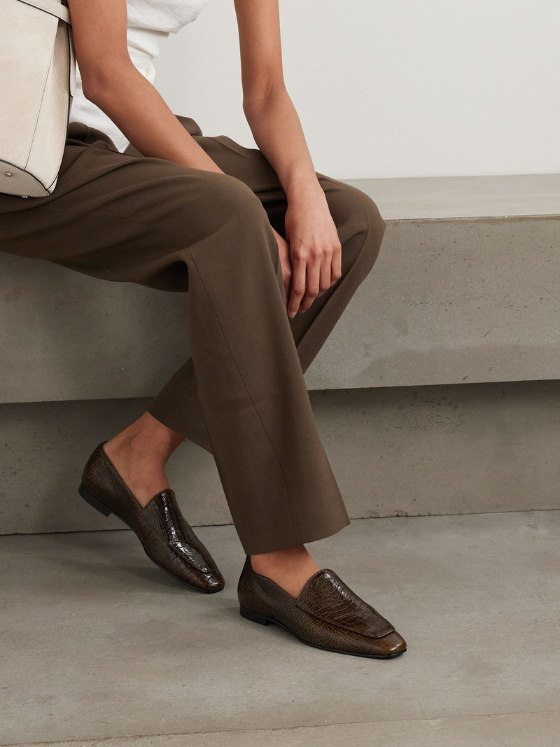 TOVE Cora croc-effect leather loafers Green outlook