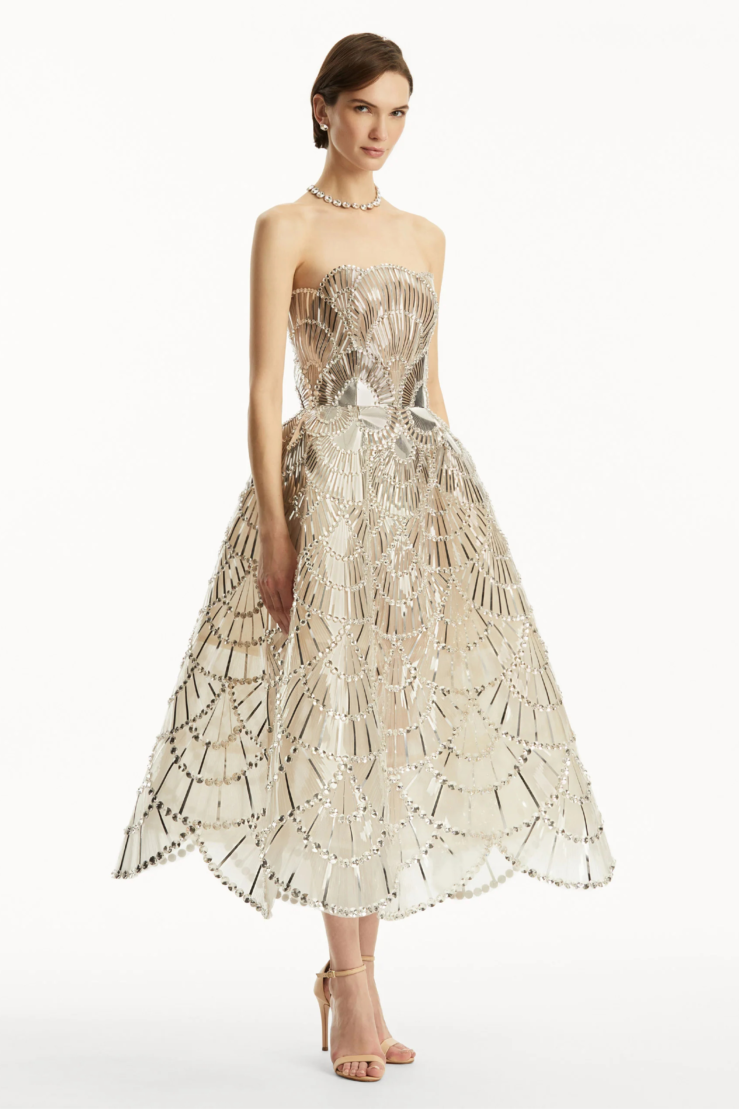 SEQUIN & CRYSTAL SCALLOP EMBROIDERED GOWN - 4