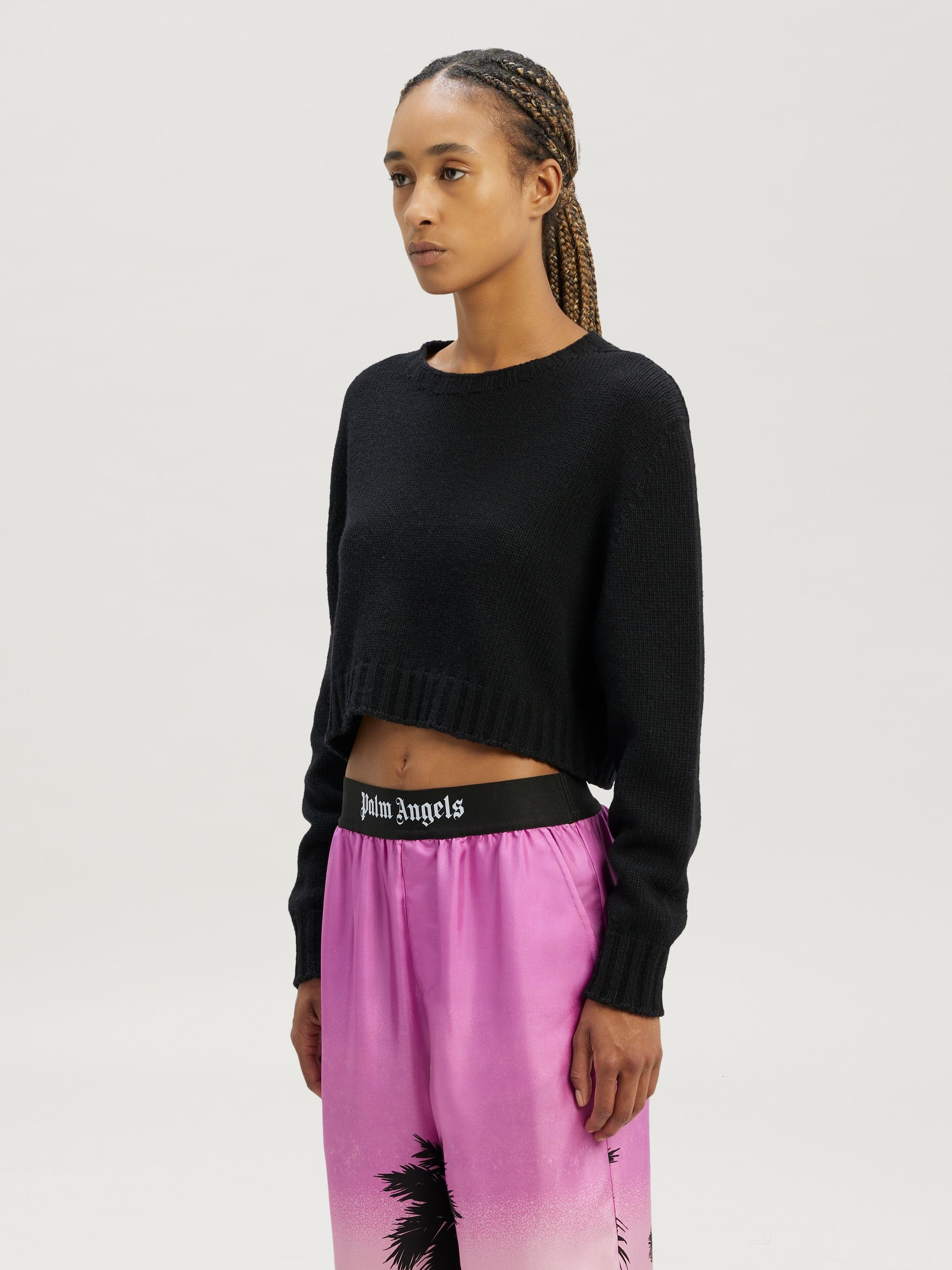 Curved Logo Cropped Sweater - 4