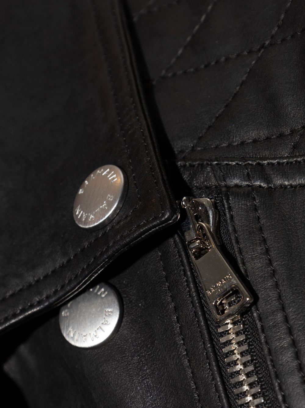 double-breasted leather biker jacket - 5