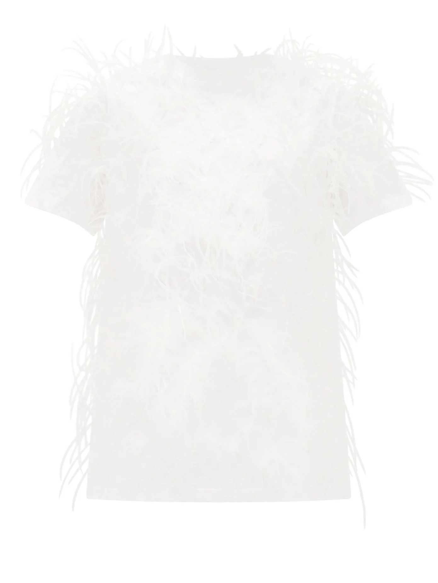 Feather-embellished cotton T-shirt - 1