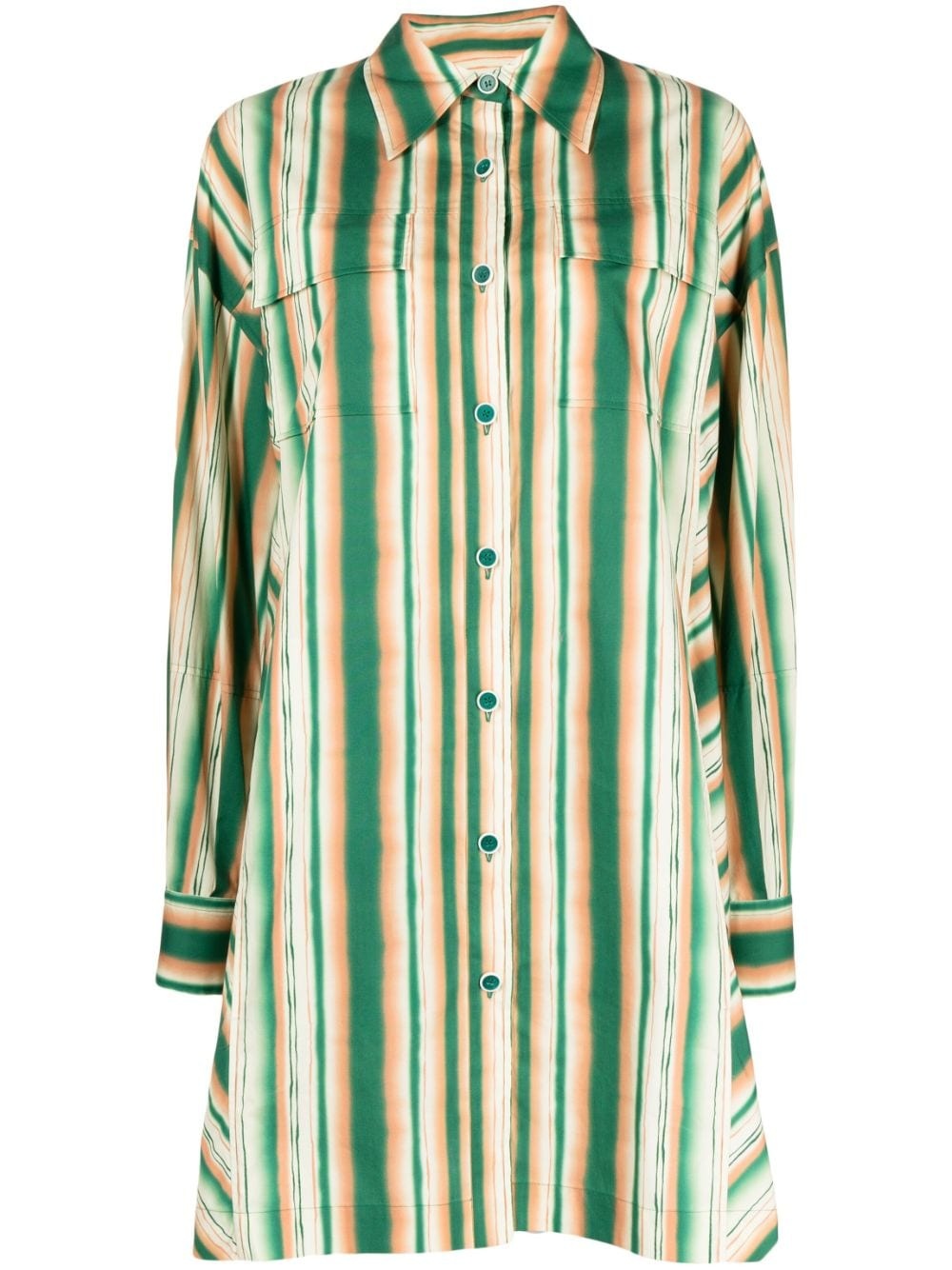 striped cotton shirt dress - 1