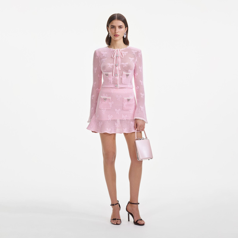Pink Bow Crochet Mini Skirt 1