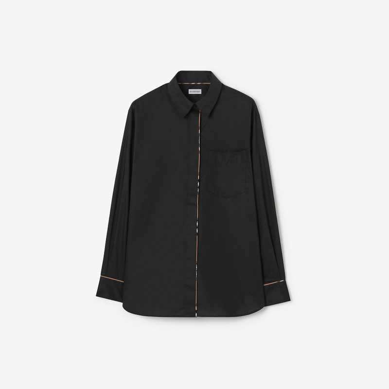 Relaxed Fit Check Trim Cotton Shirt 1