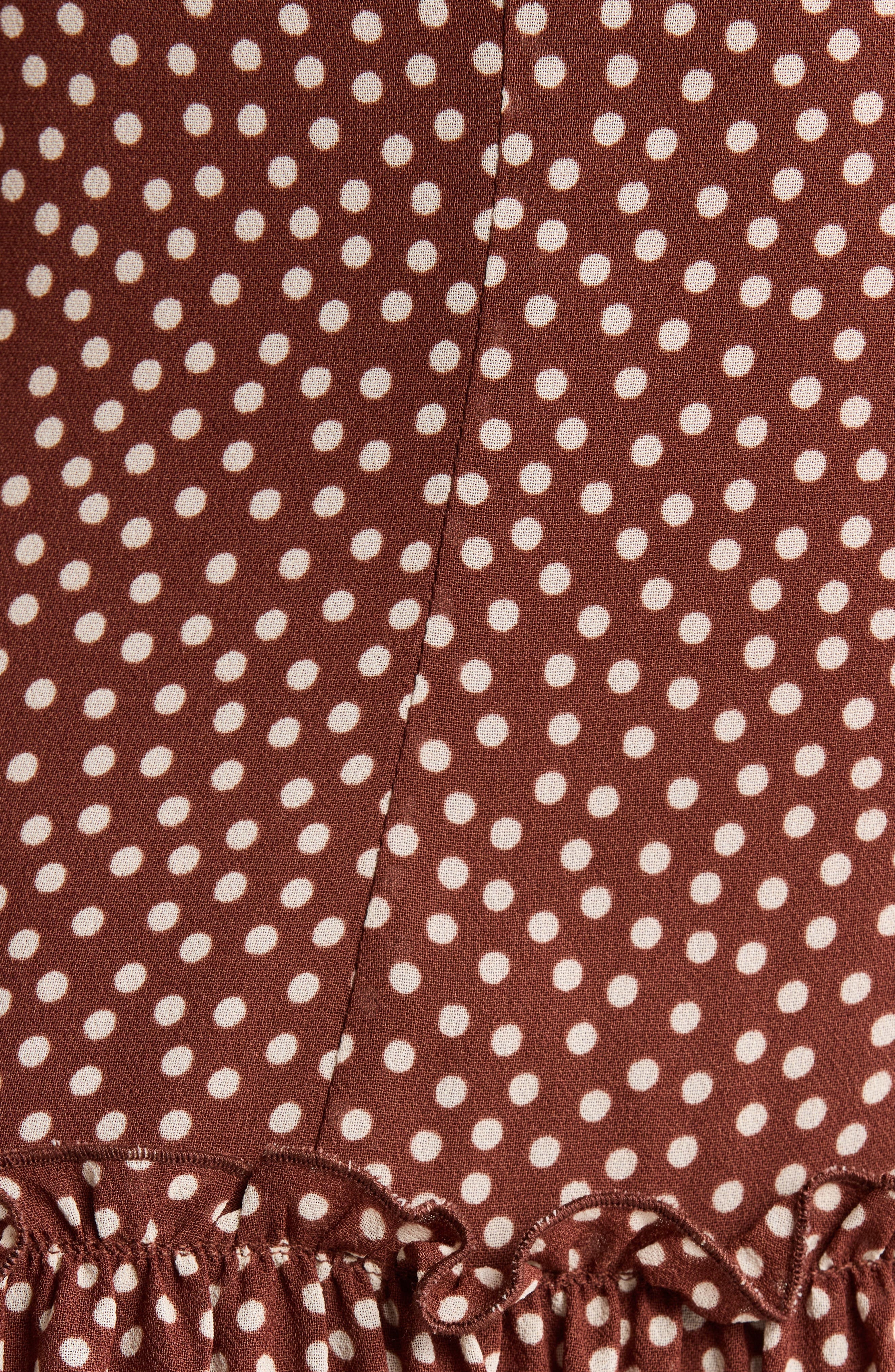 Reformation Citrus Polka Dot Lace Trim Drop Waist Sundress in Choco Dot at Nordstrom - 6