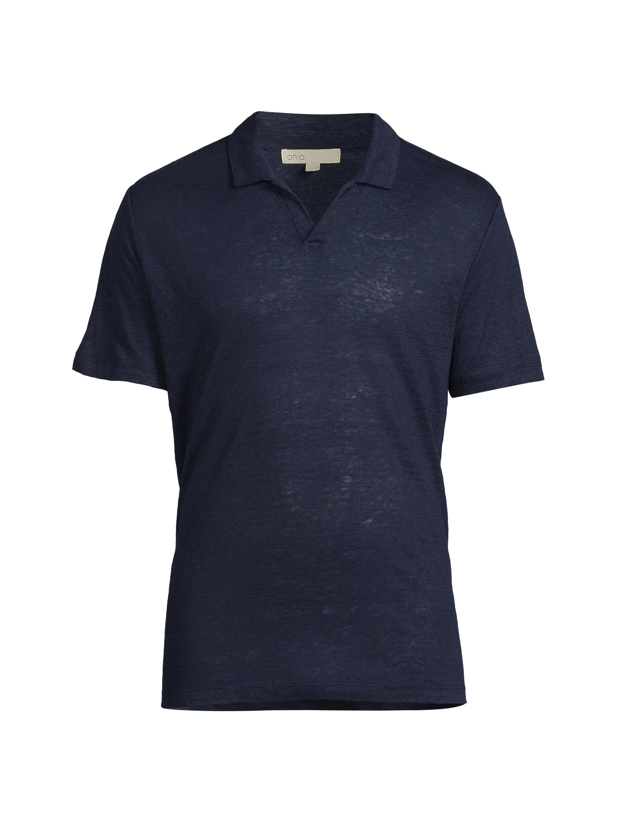 Men's Shaun Linen Polo Shirt - Deep Navy - 1