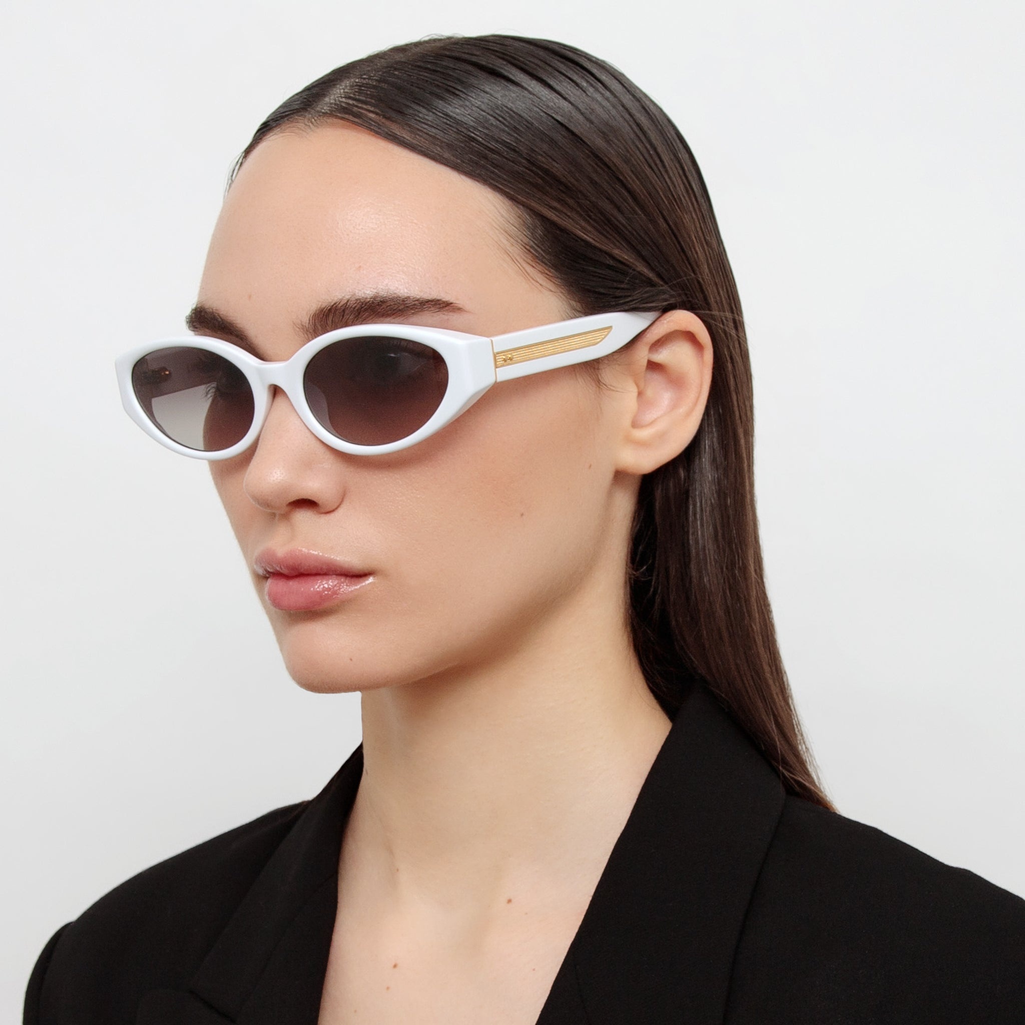 Lyra Oval Sunglasses in White - 2