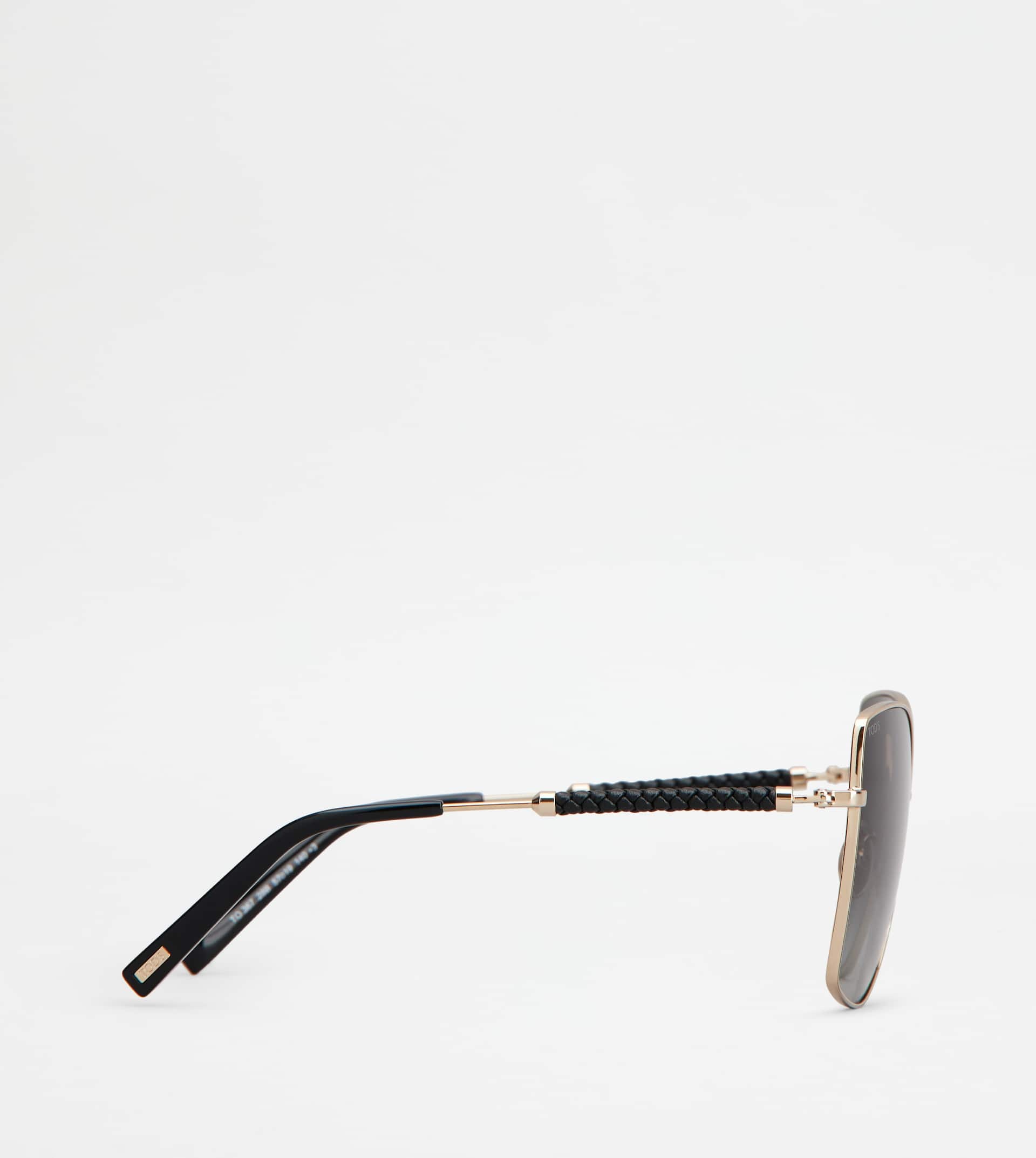 SUNGLASSES WITH TEMPLES IN LEATHER - GOLD - 2