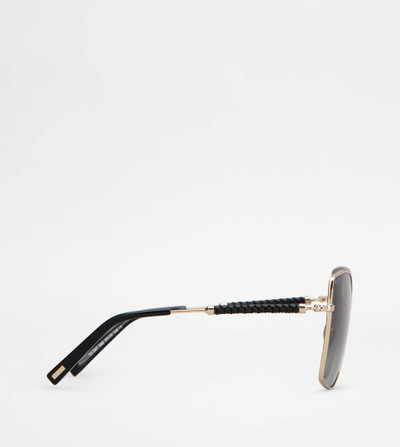 Tod's SUNGLASSES WITH TEMPLES IN LEATHER - GOLD outlook
