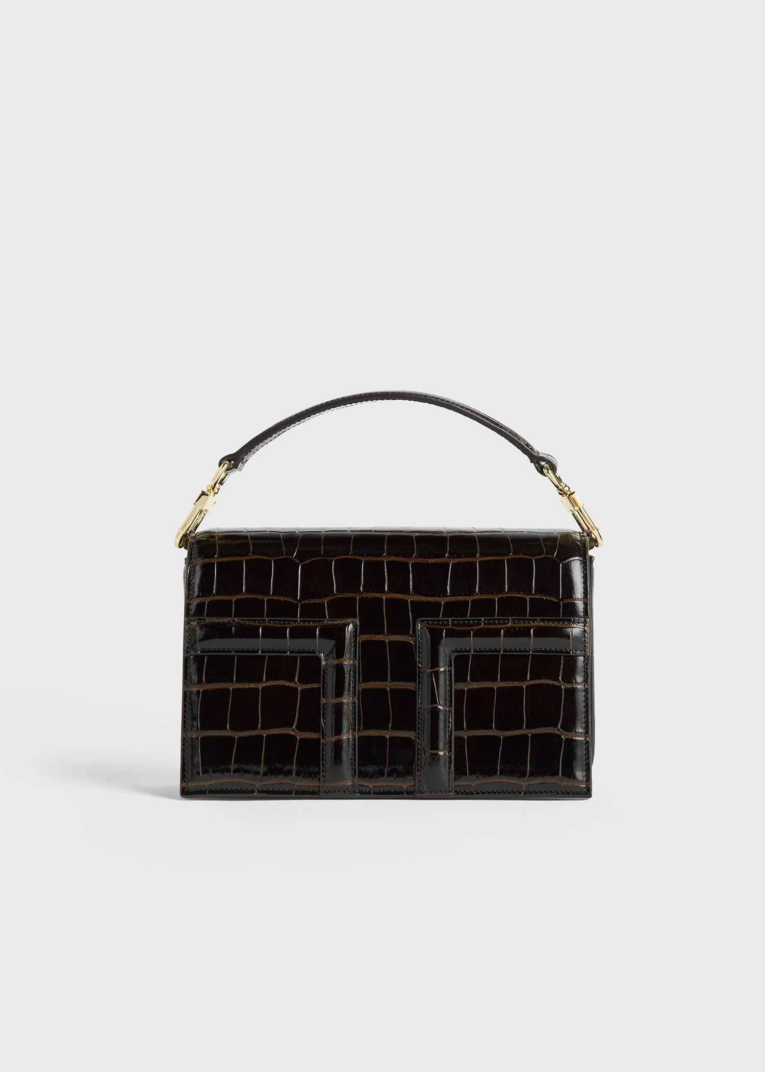Mini T-Flap croco-embossed bag dark brown - 1