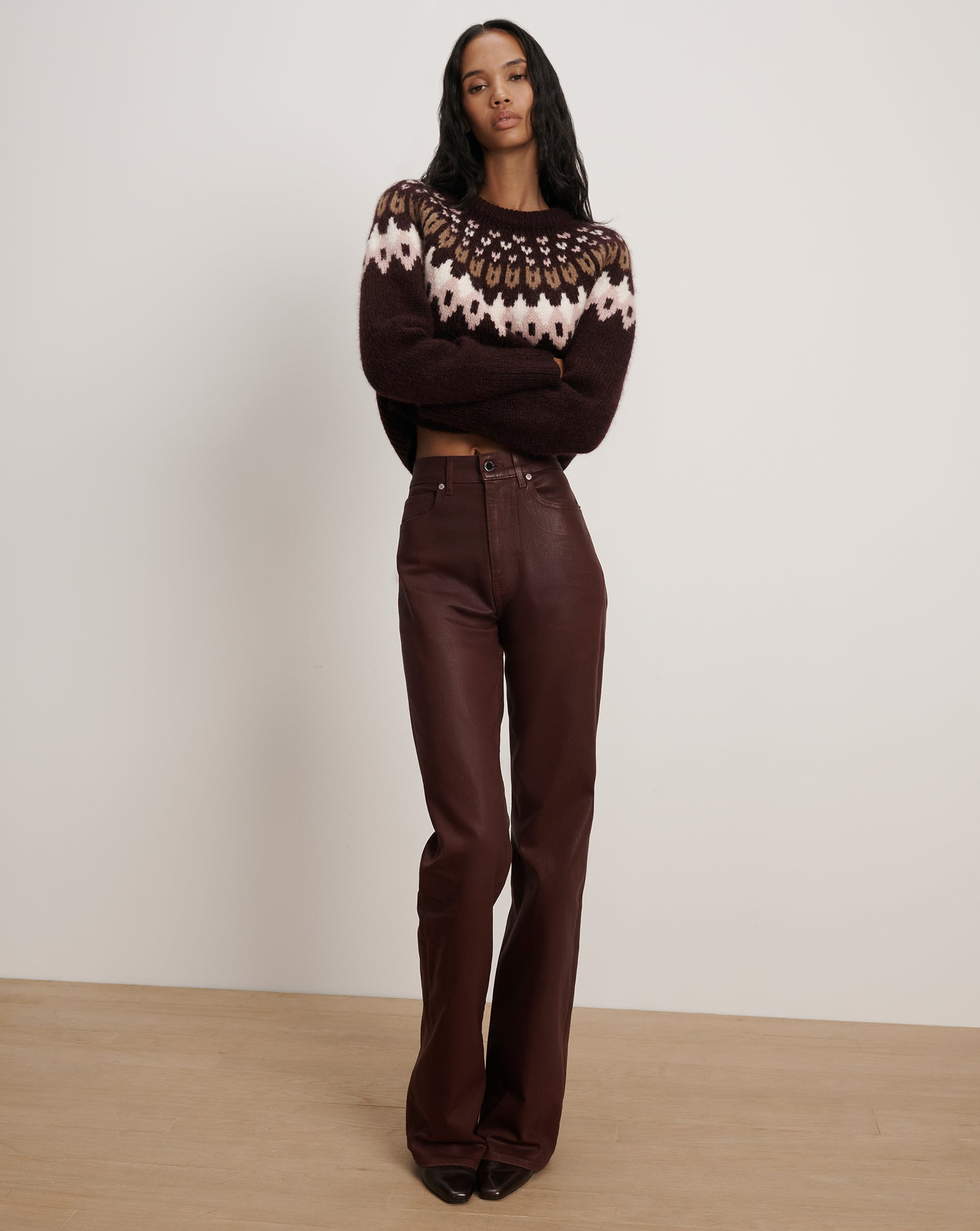 CROSBIE COATED SLIM WIDE-LEG JEAN - 2