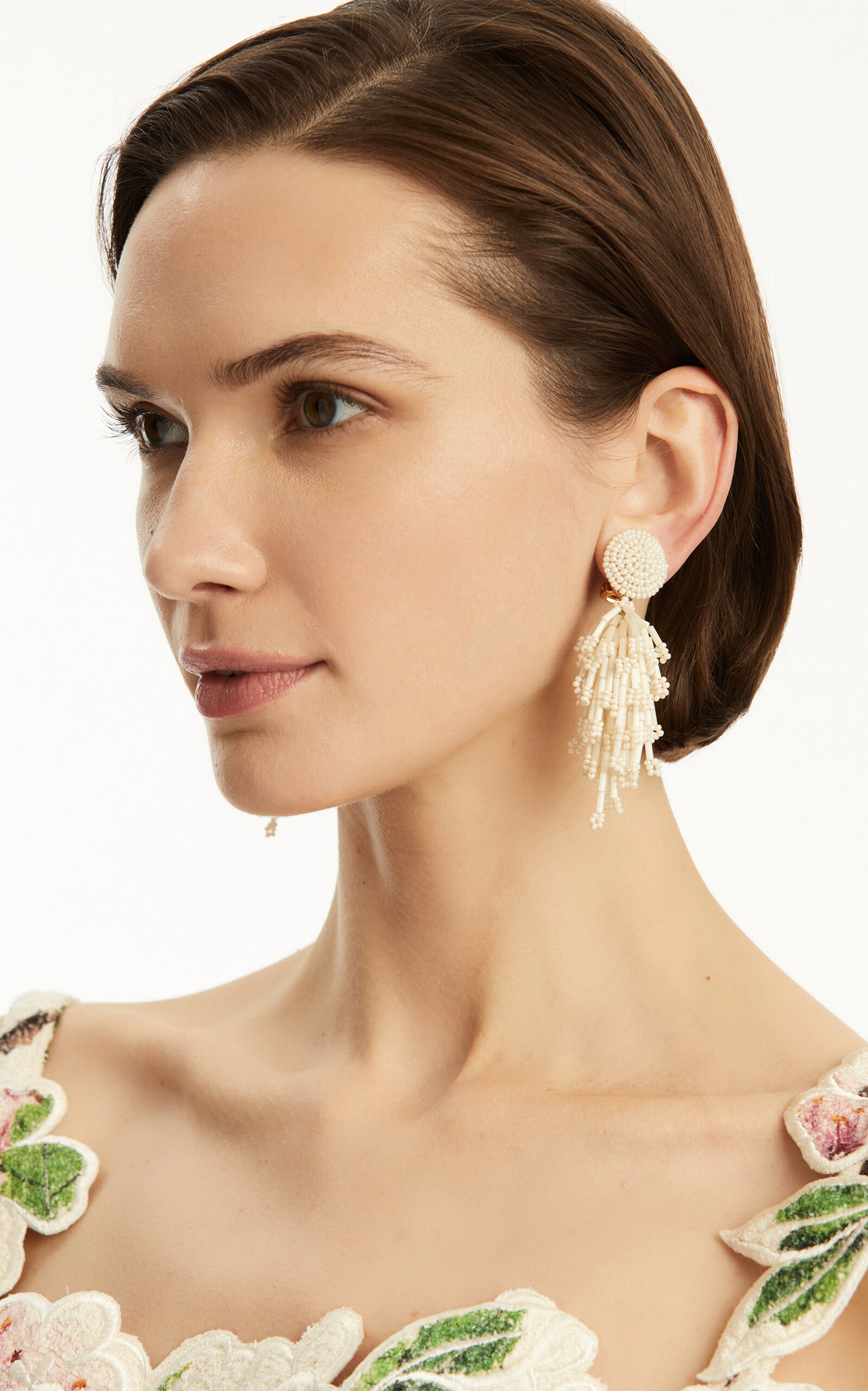 Fringed Tassel Clip-On Earrings white - 2