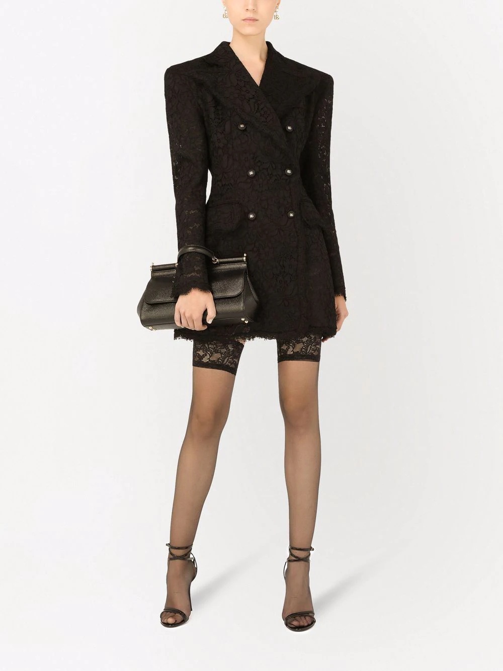 double breasted lace blazer - 2