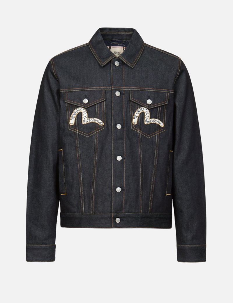 KAMON AND JAPANESE PATTERN EMBROIDERED DENIM JACKET 1