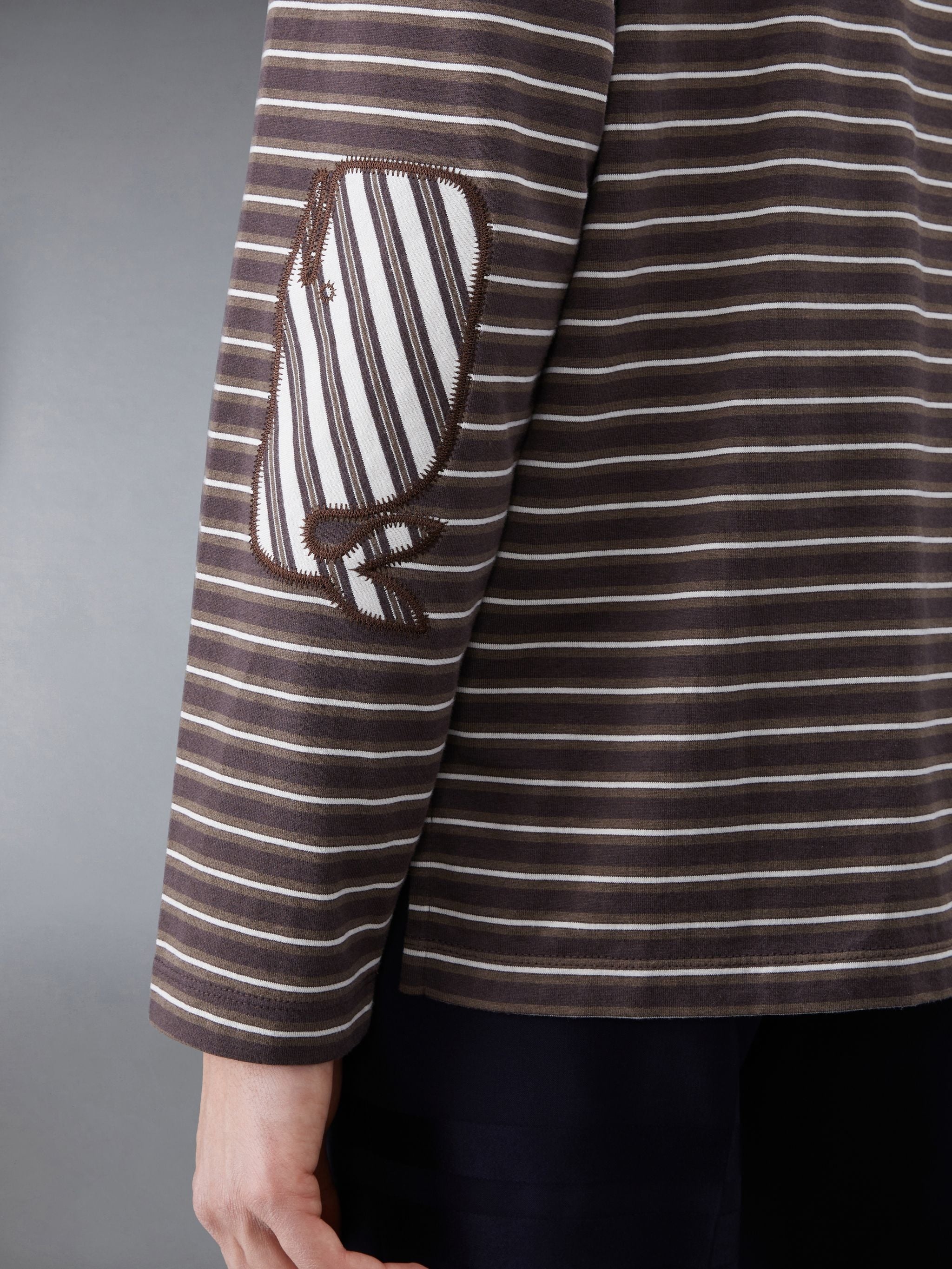 Stripe Jersey Whale Icon Oversized Long Sleeve Tee - 5