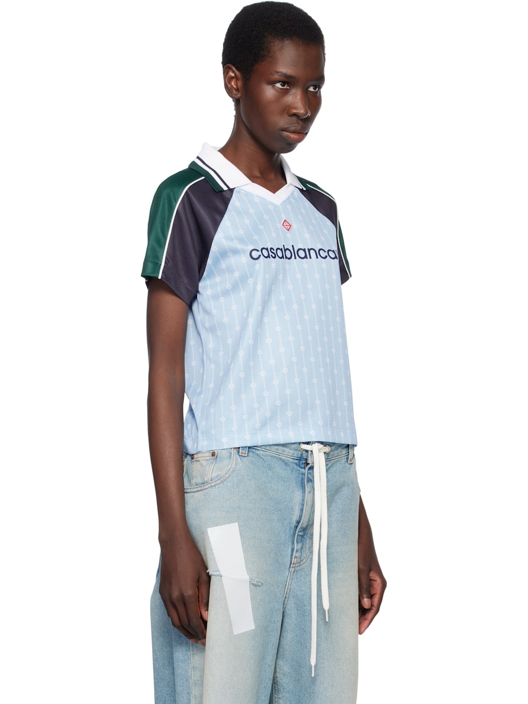 Blue Pinstripe Laurel Football T-shirt - 2