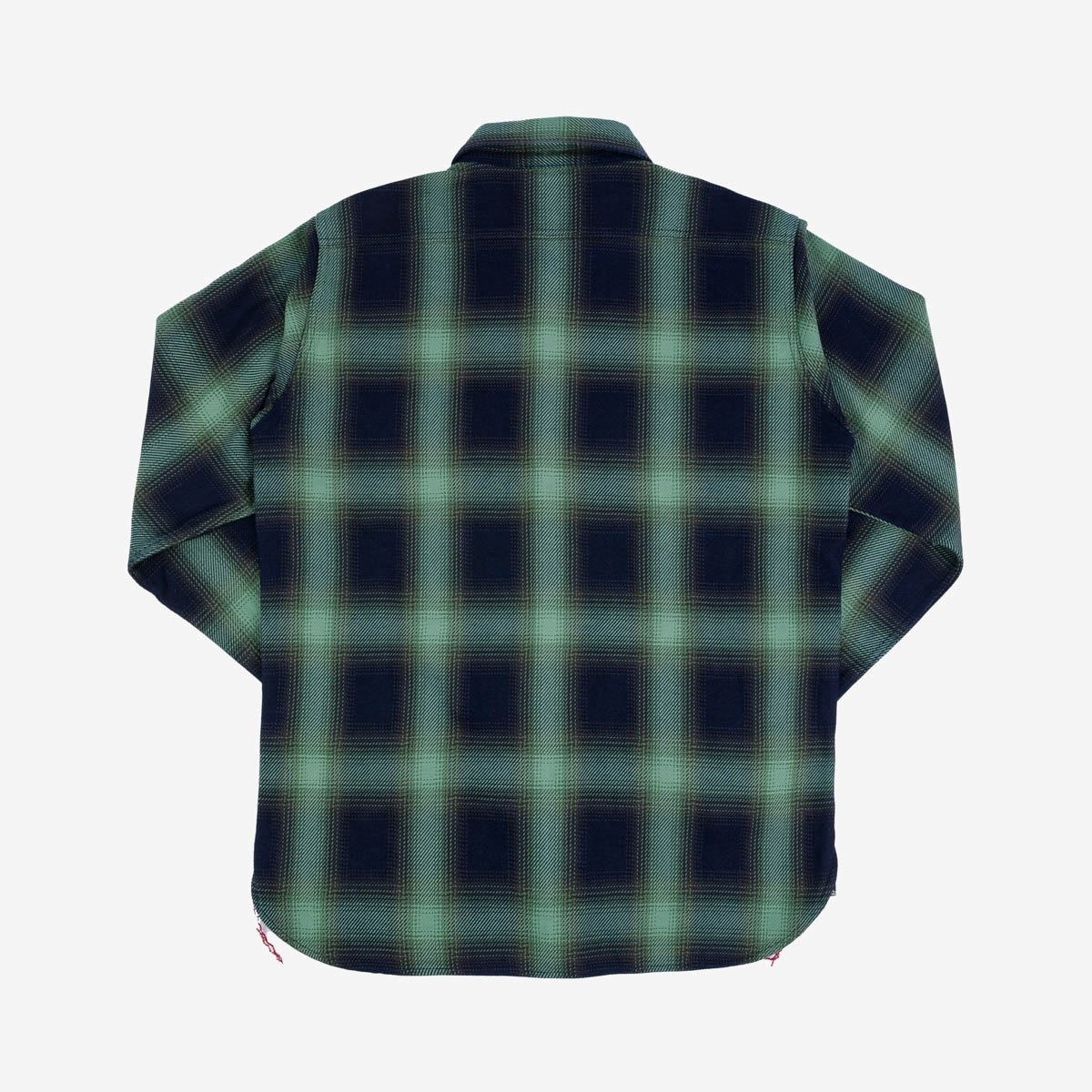 IHSH-349-GRN 9oz Selvedge Ombré Check Work Shirt - Green - 5
