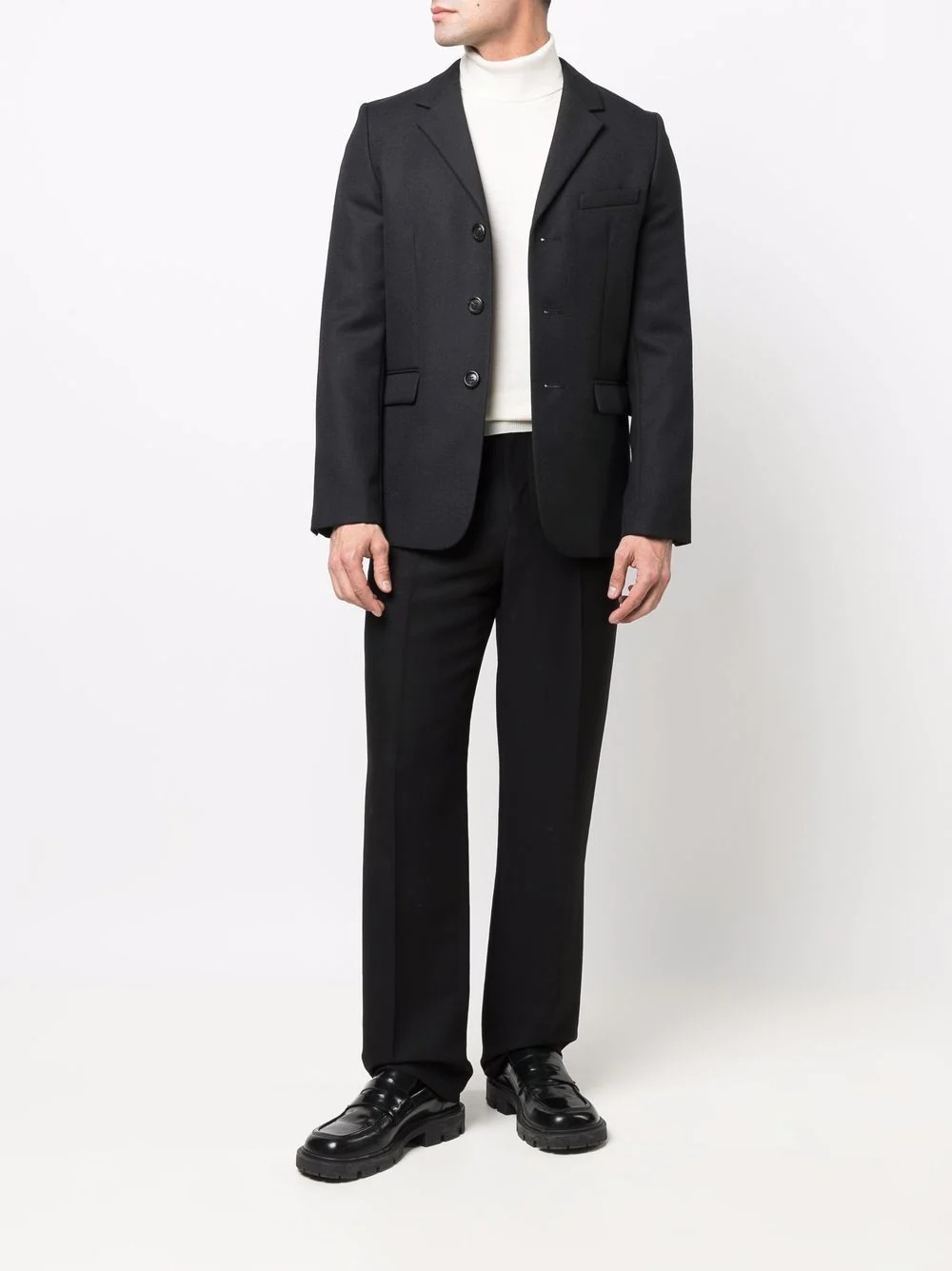 notched lapels single-breasted blazer - 2