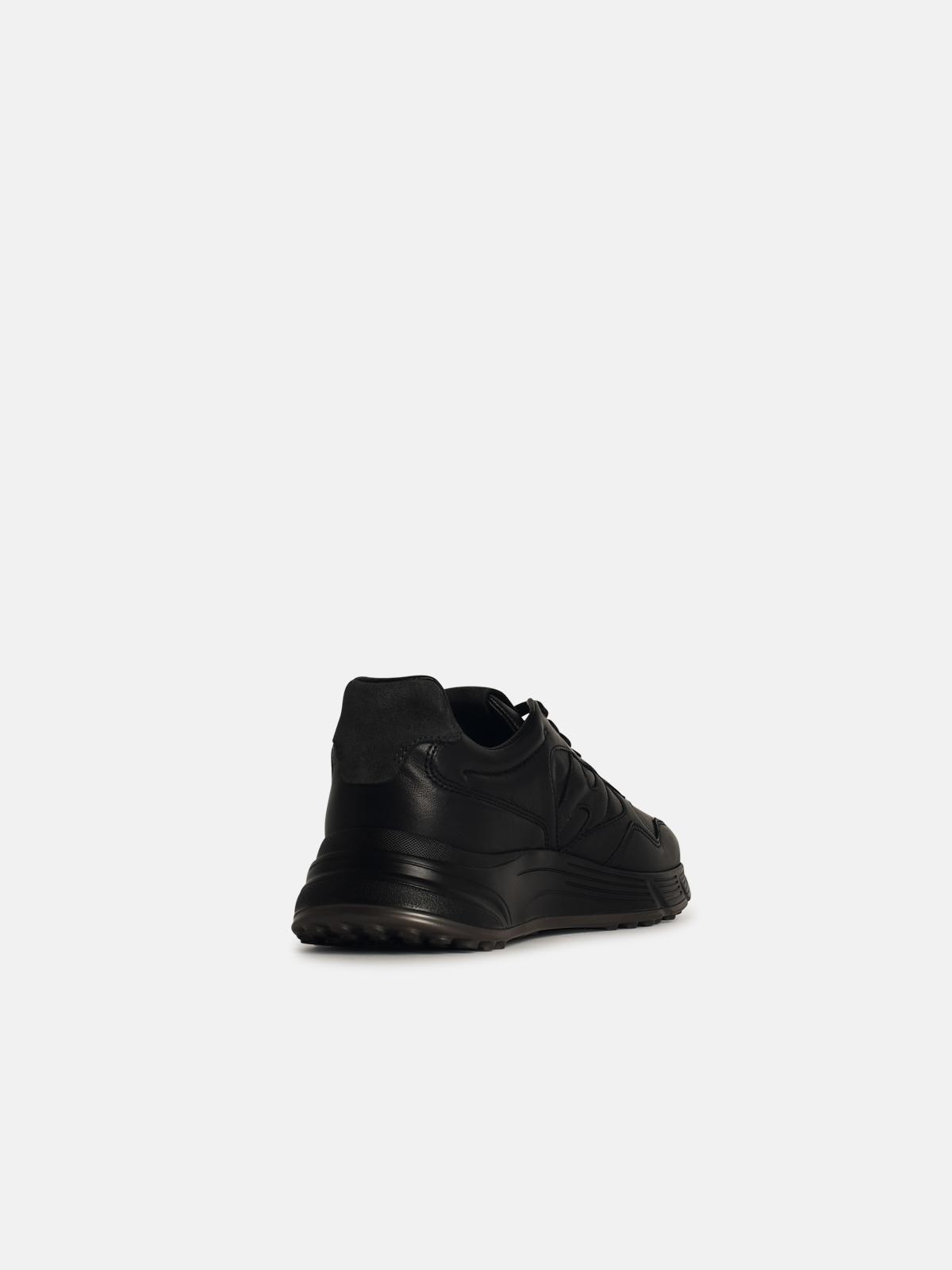 'HYPERLIGHT' BLACK LEATHER SNEAKERS - 3