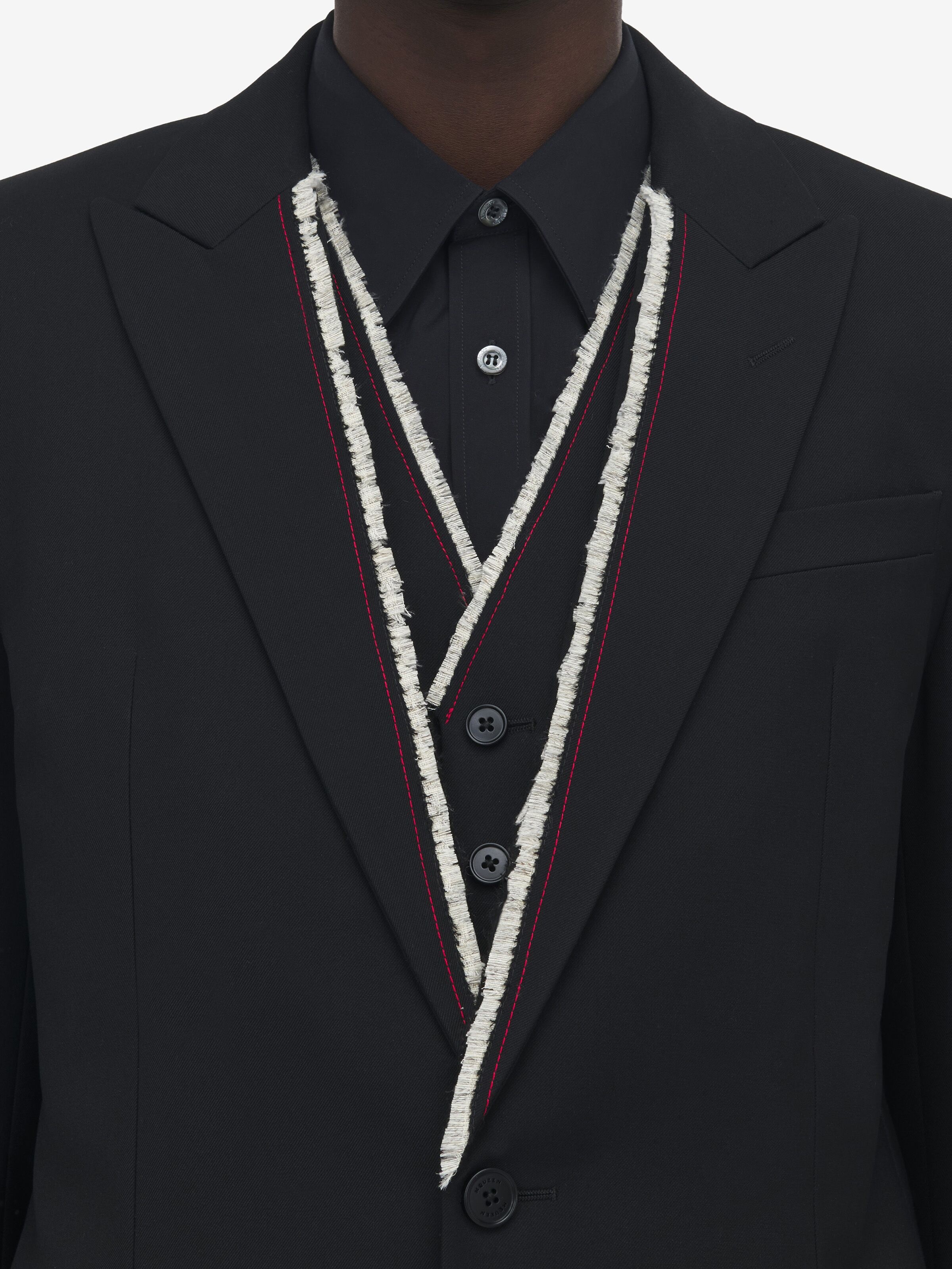 Raw Edge Canvas Single-Breasted Jacket - 6