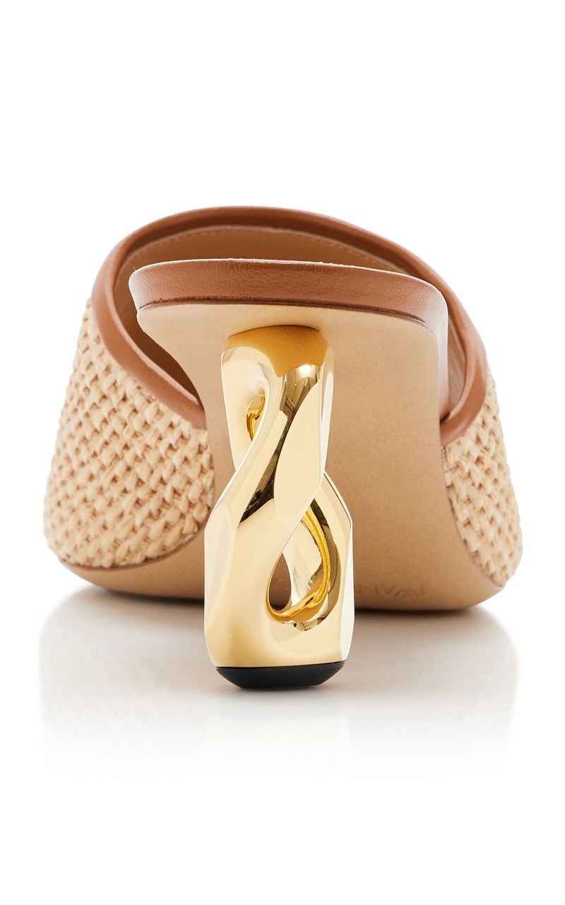 Raffia Mule Sandals tan 4