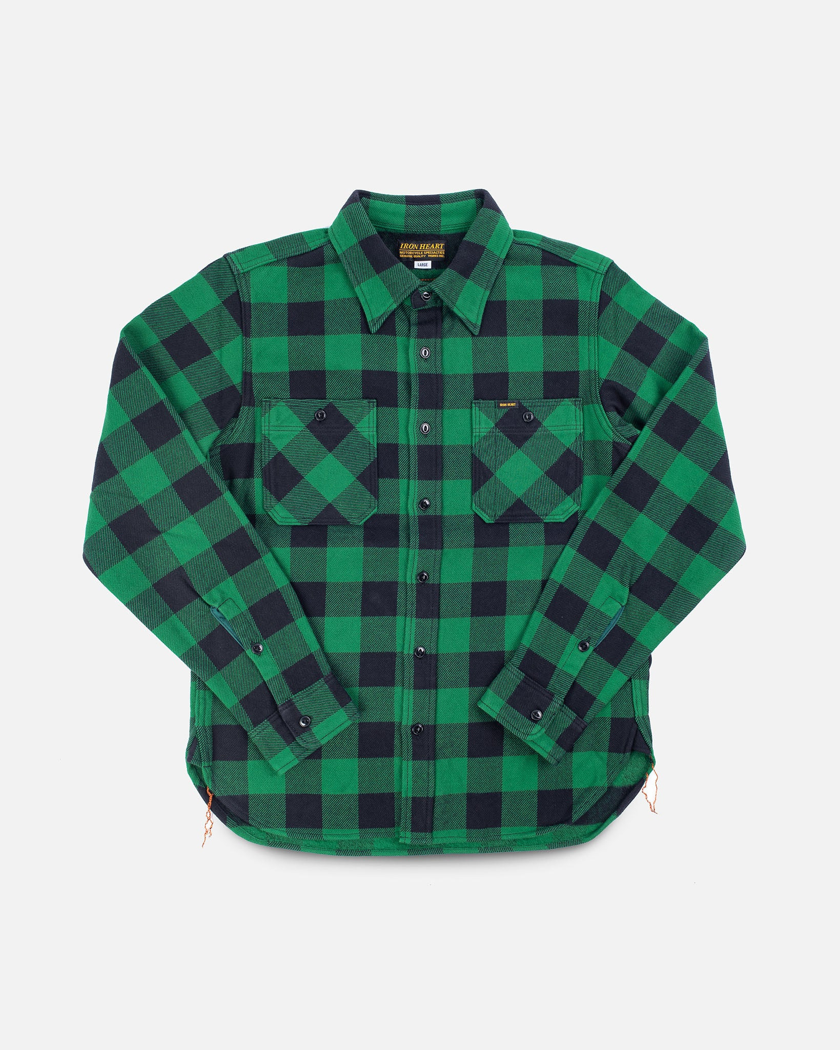 IHSH-244-GRN Ultra Heavy Flannel Buffalo Check Work Shirt - Green/Black - 1