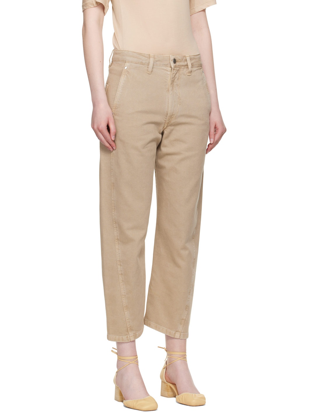 Beige Twisted Jeans - 2