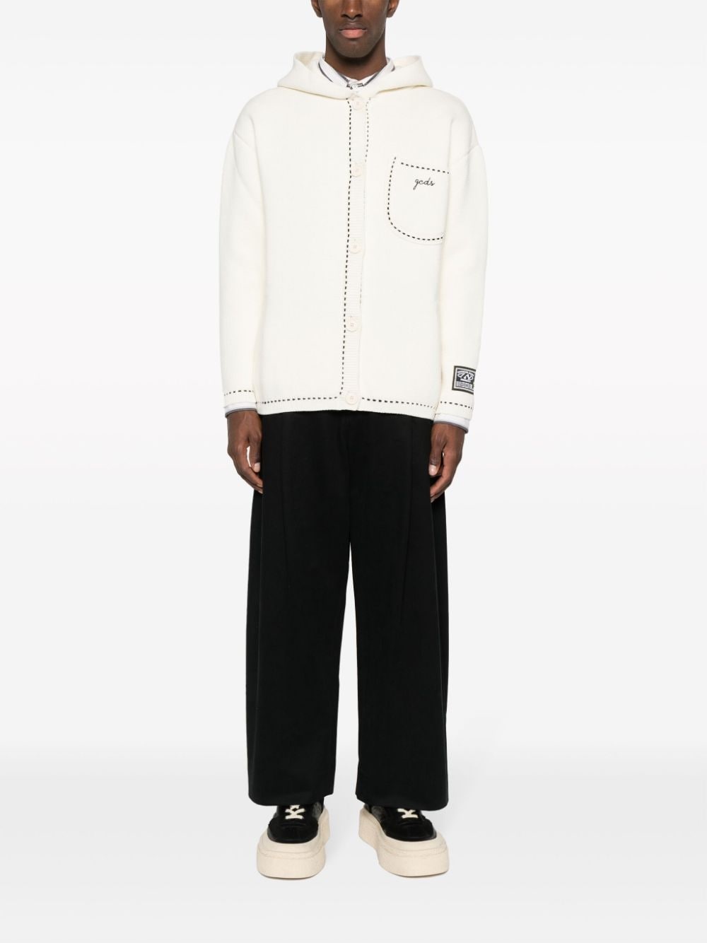 logo-embroidered hooded jacket - 2