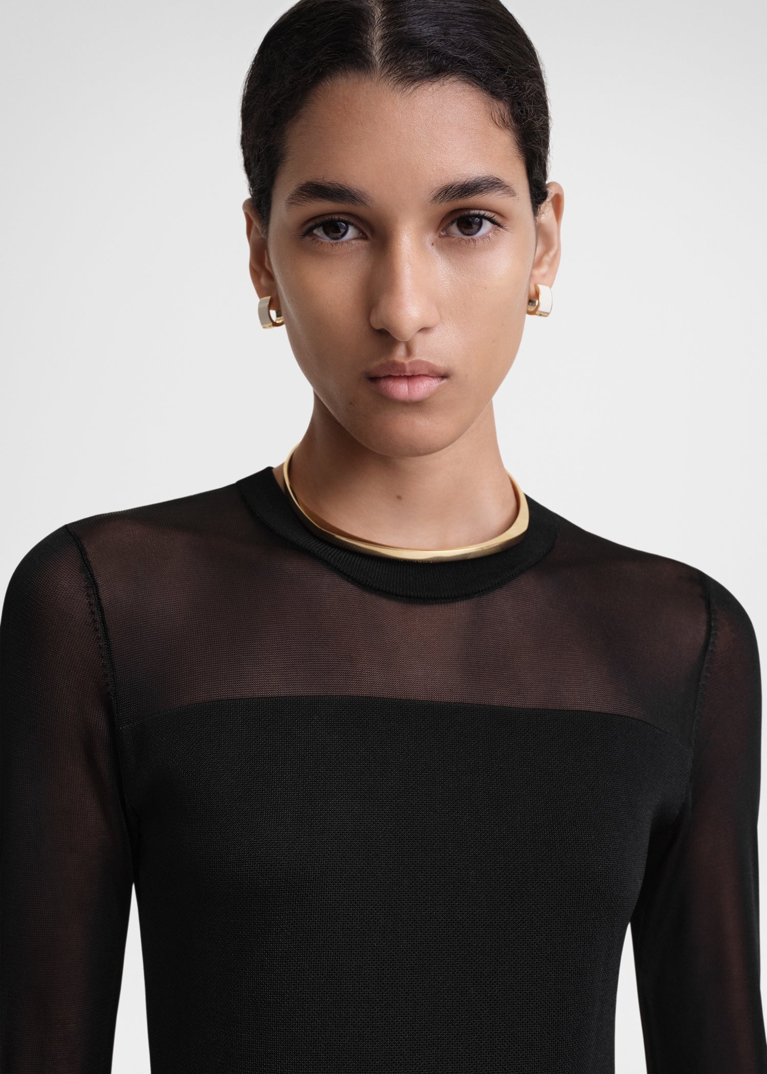 Totême Semi-sheer knitted cocktail dress black