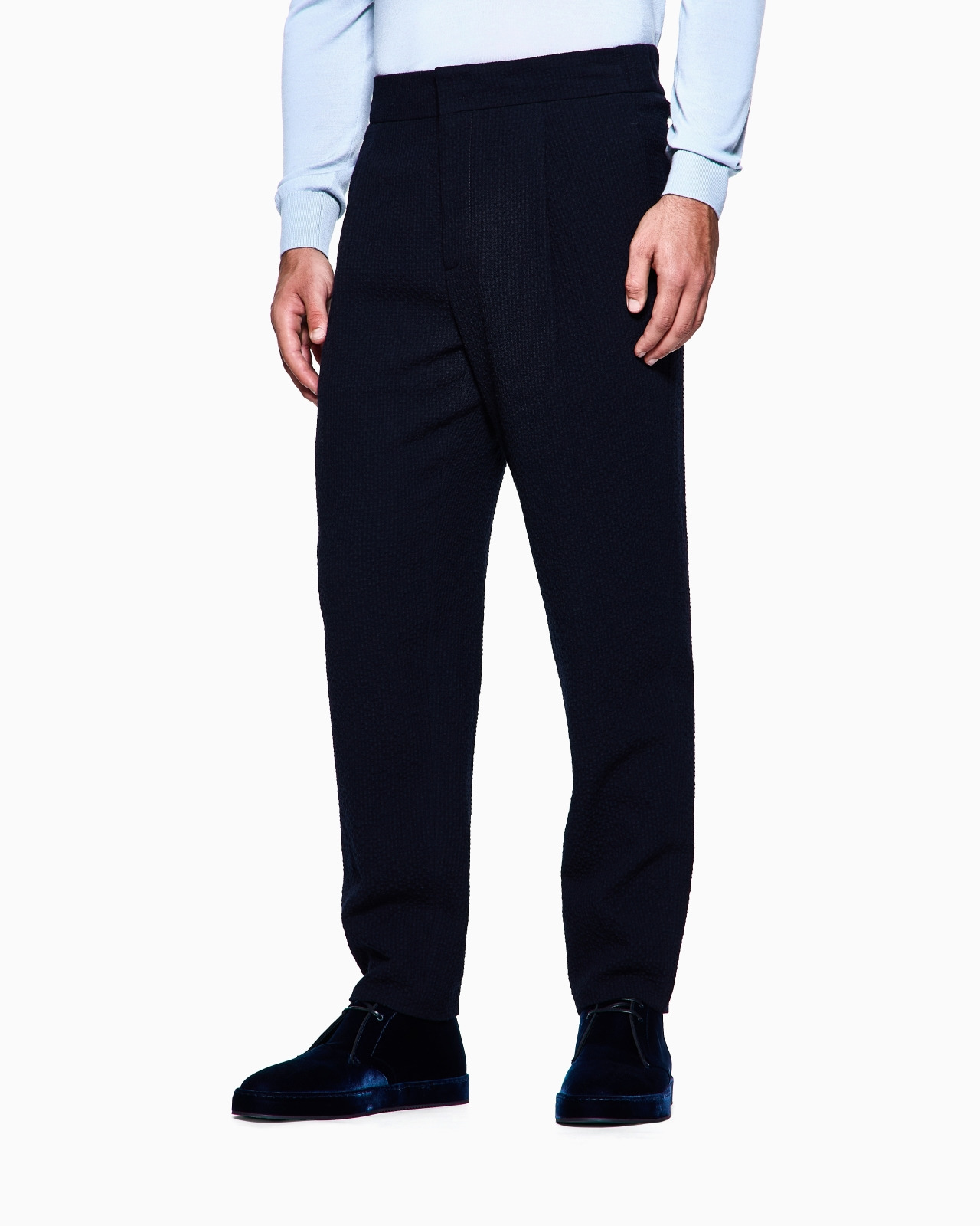 SINGLE-PLEAT VIRGIN-WOOL SEERSUCKER TROUSERS - 4