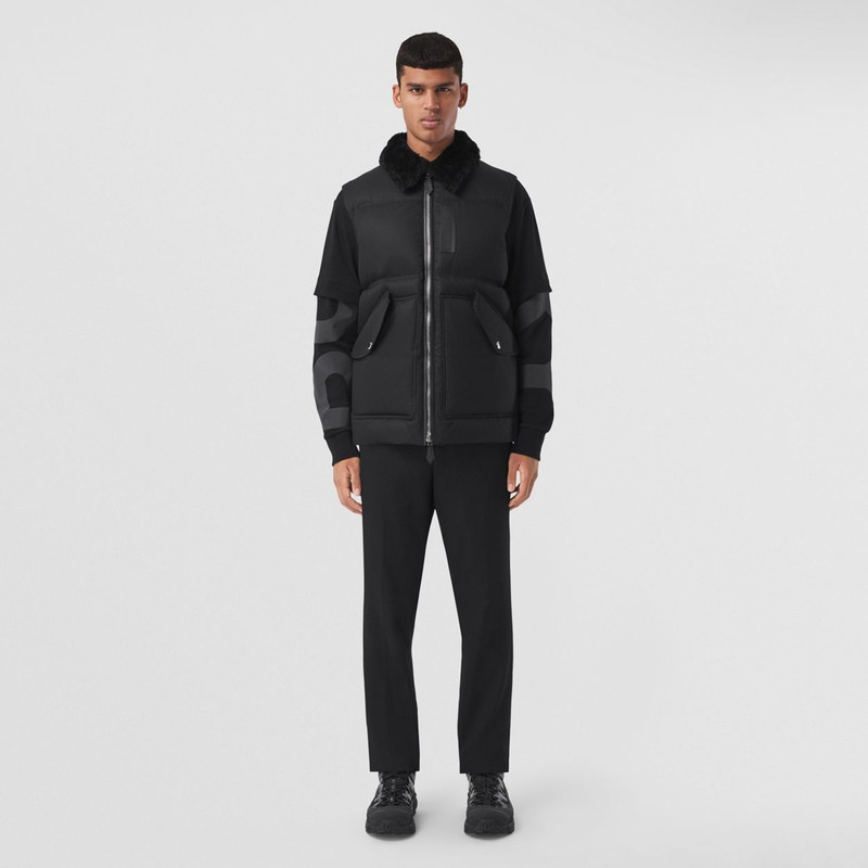 Burberry Detachable Shearling Collar Cotton Gabardine Gilet outlook