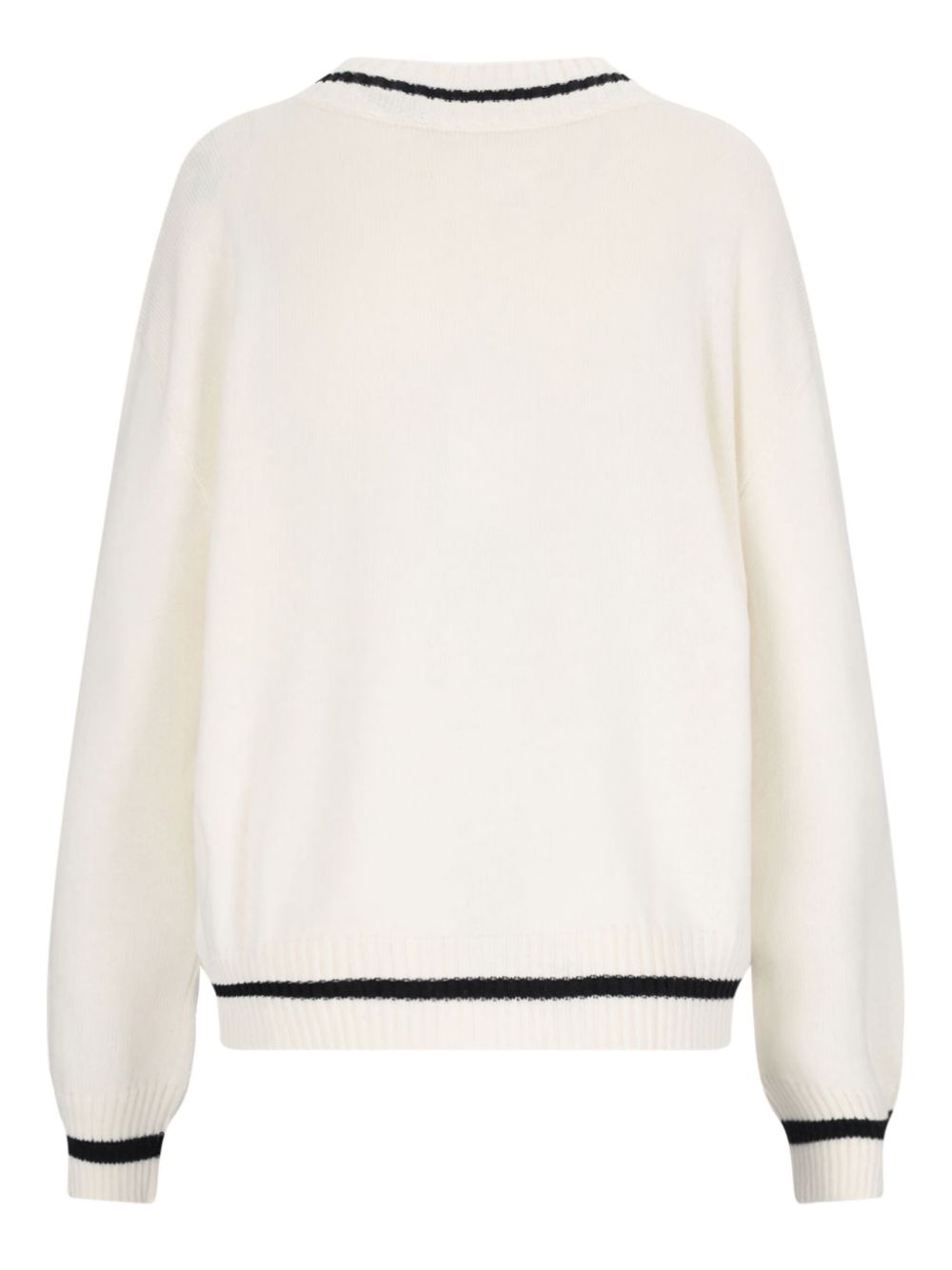 logo-knit v-neck jumper - 2