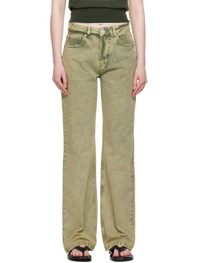 Khaki Cotton Large Fit Jeans 1