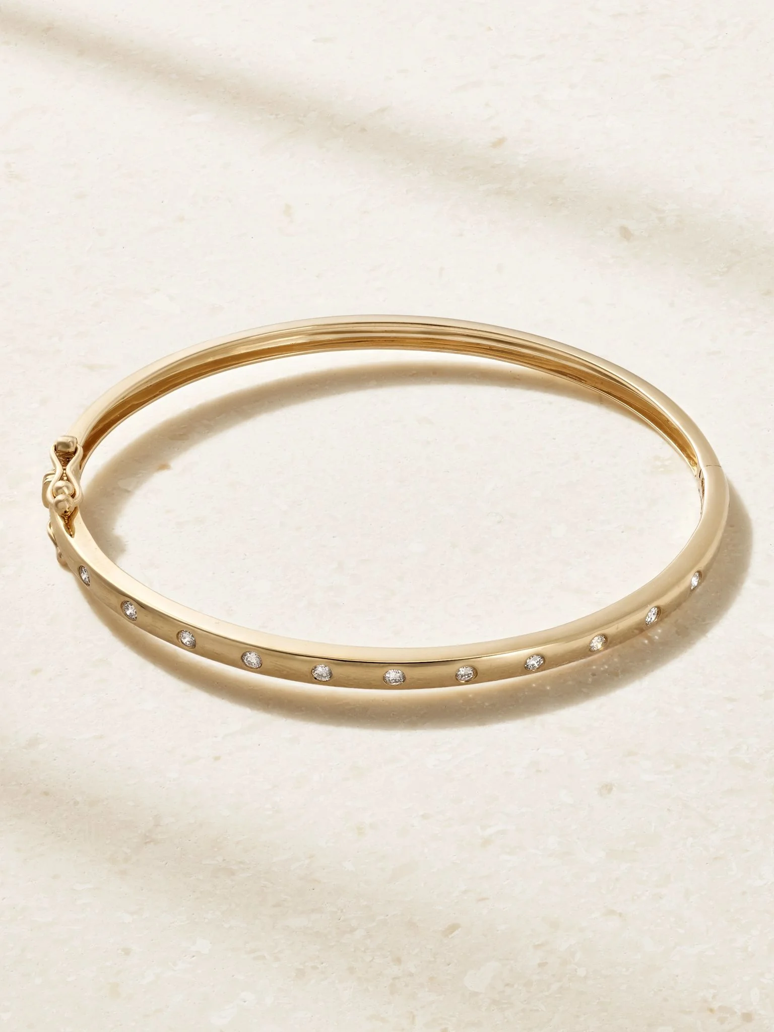Dainty Together Forever 14-karat gold diamond bangle Gold - 1