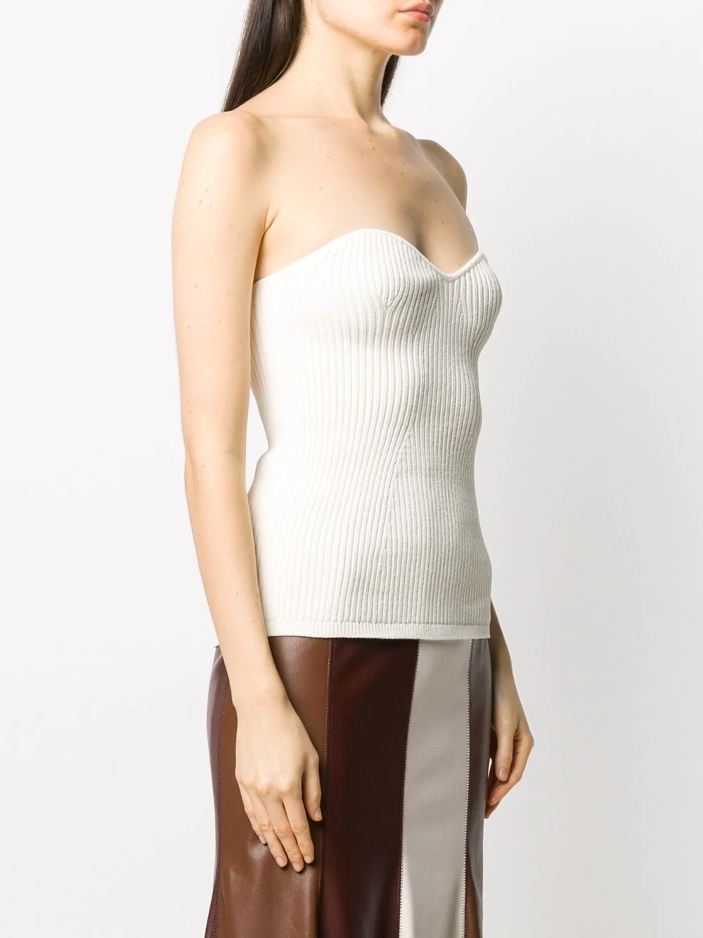 ribbed knit bustier top - 3