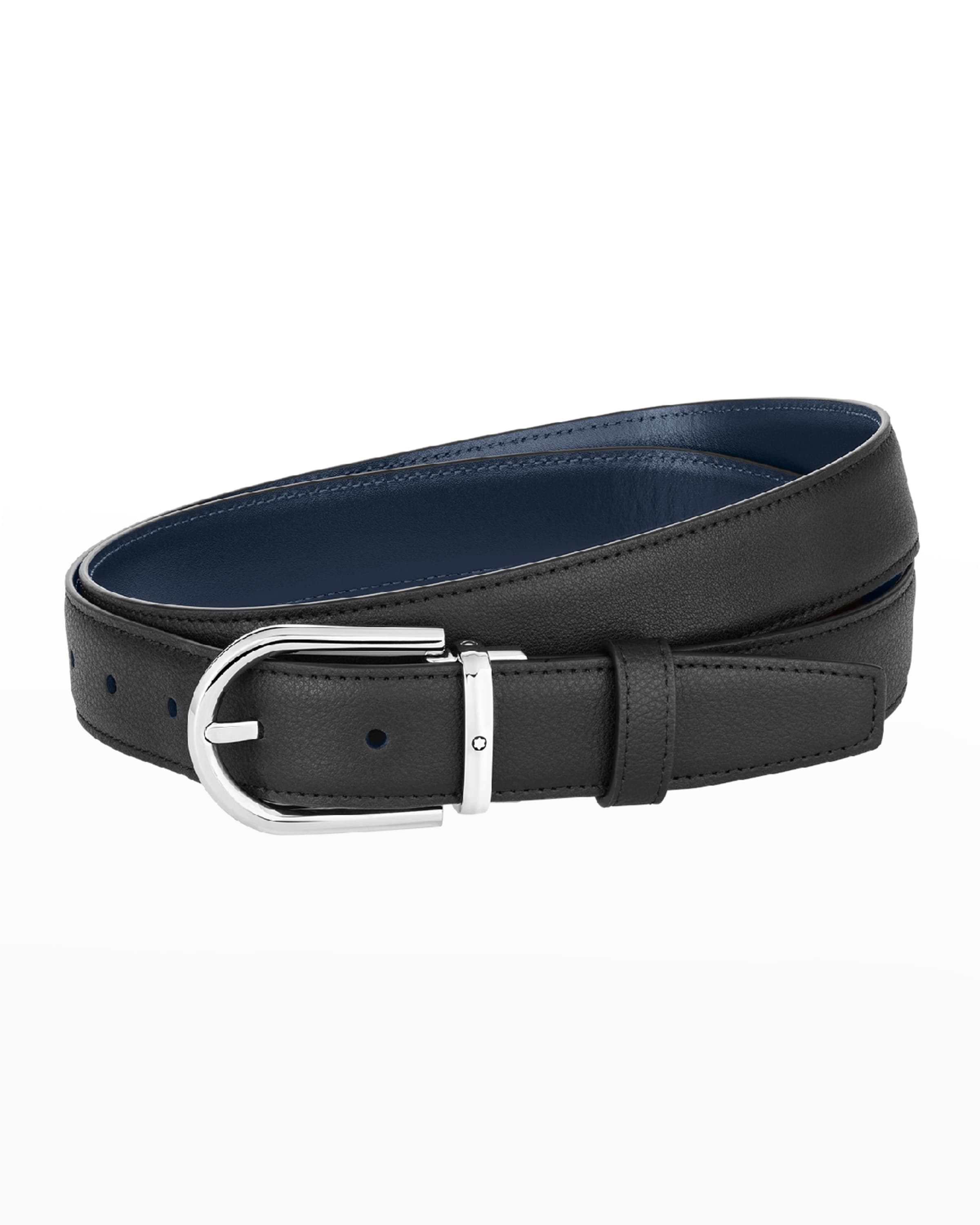 Men's Horseshoe-Buckle Reversible Leather Belt - 1