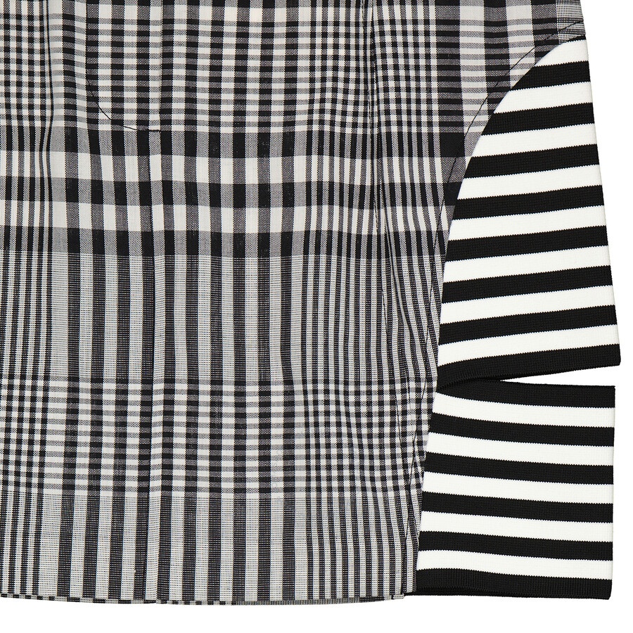 Burberry Ladies Black Stripe And Check Technical Mini Skirt - 7