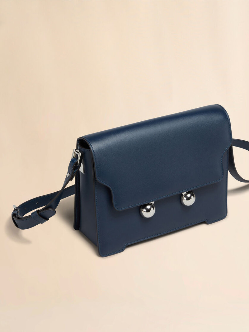 DEEP BLUE LEATHER TRUNKAROO MEDIUM SHOULDER BAG 5