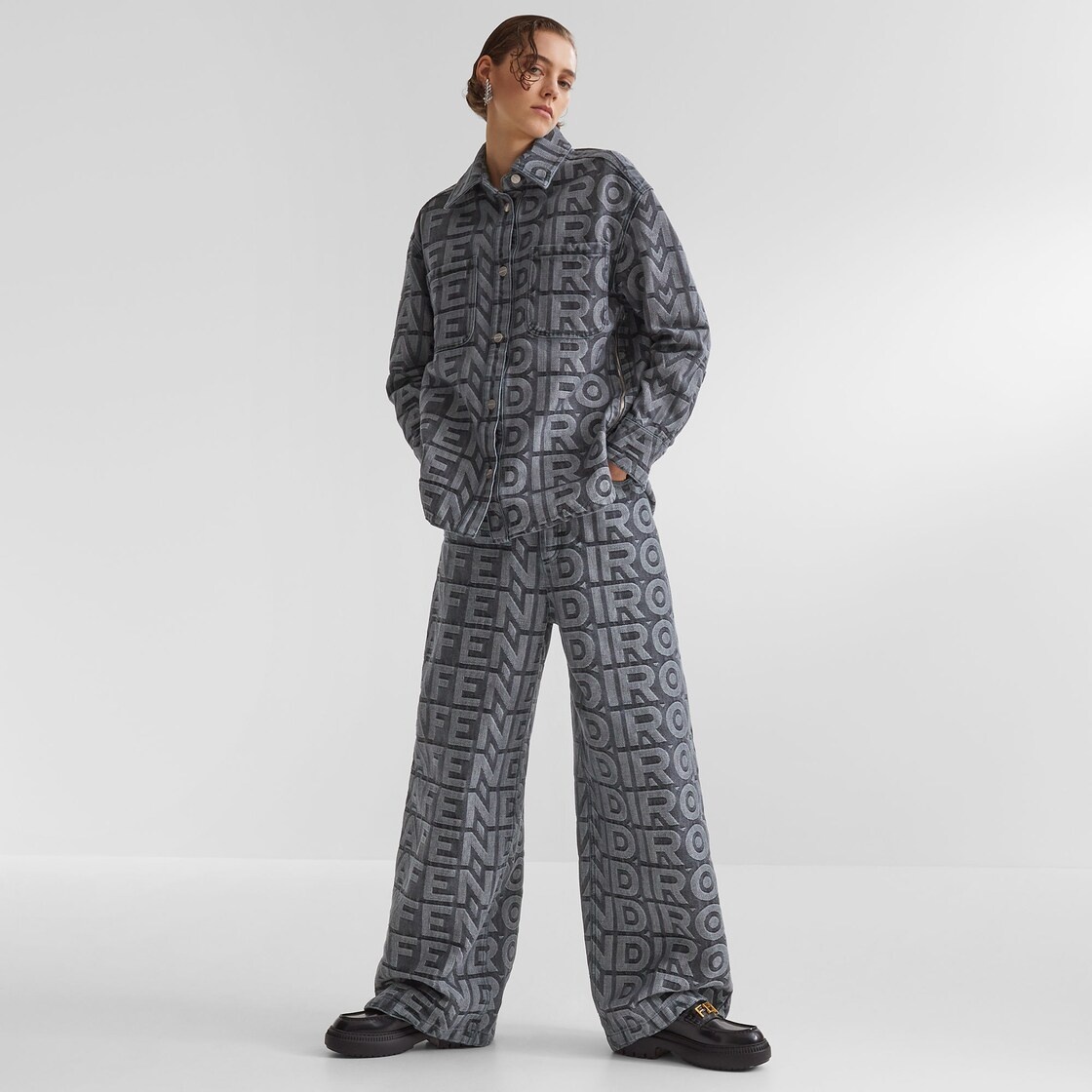 Black denim Fendi Roma Capsule pants - 4