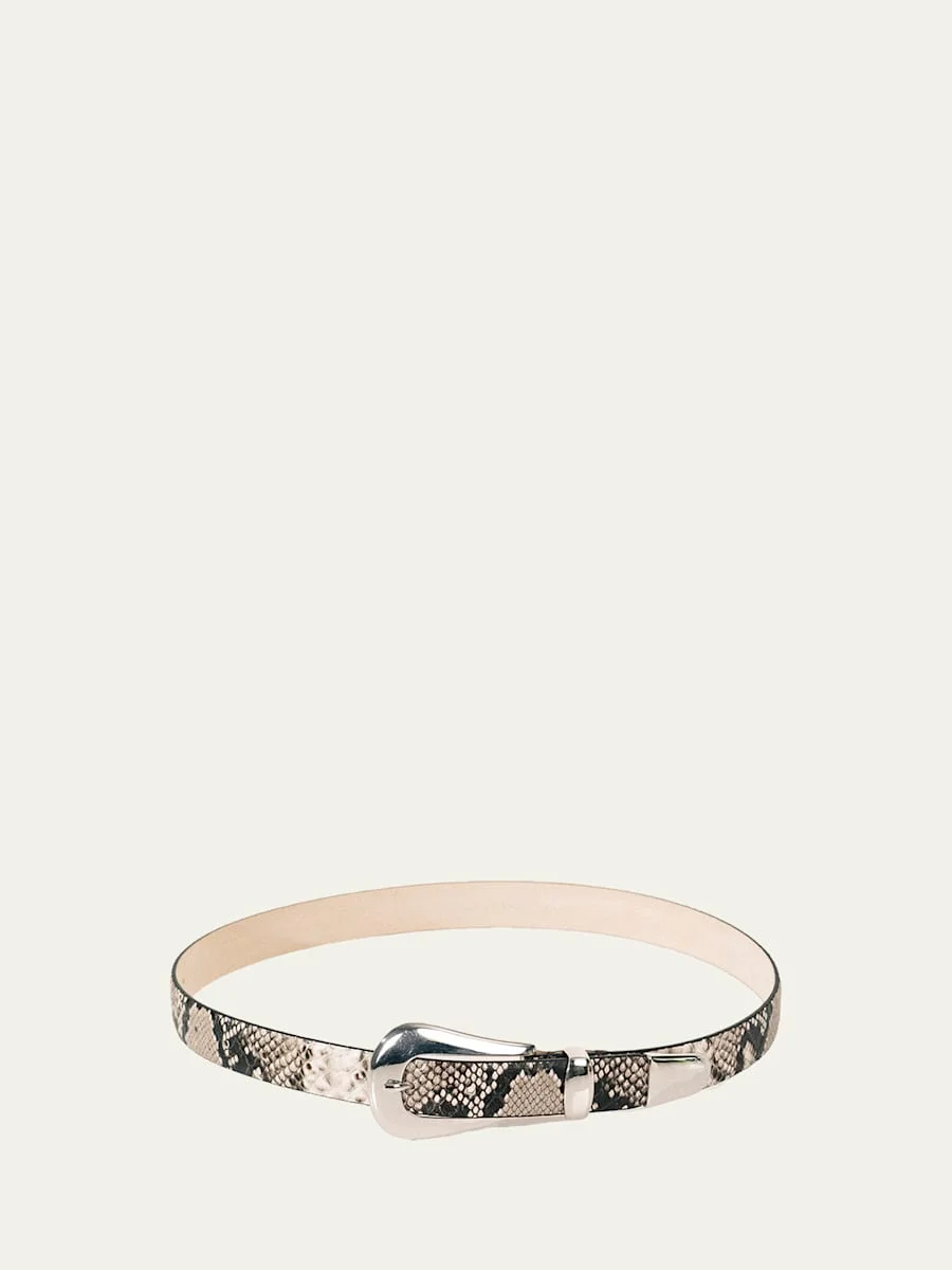 Colette Snake-Embossed Leather Belt - 1