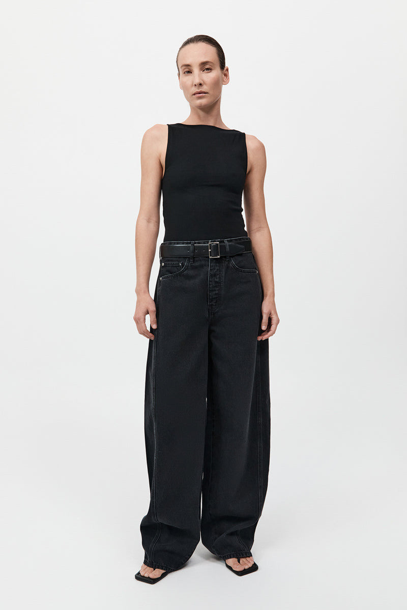 Mid Rise Balloon Jeans - Washed Black 2