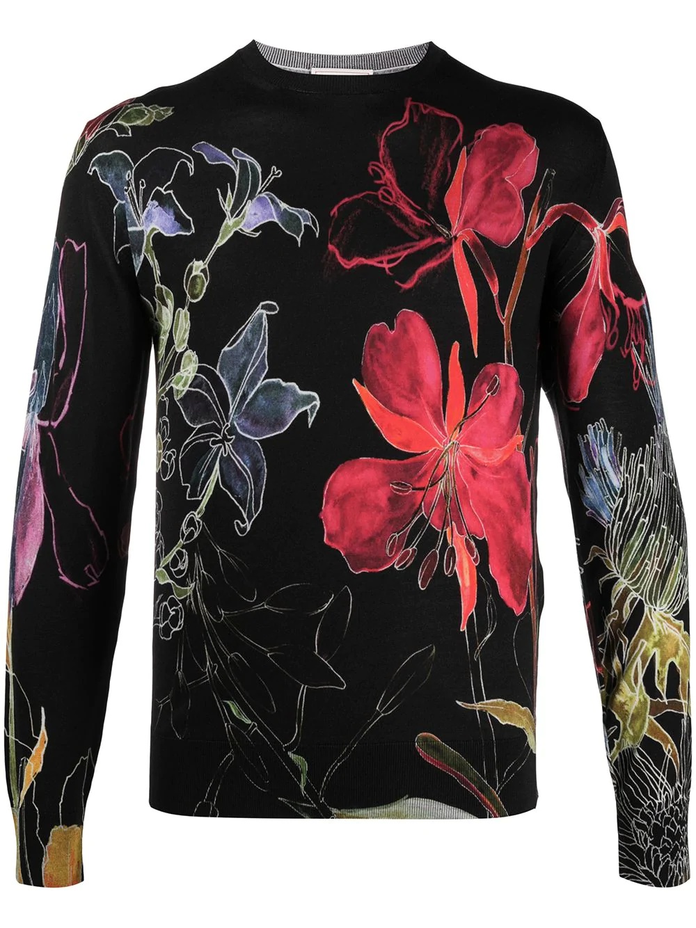 Deconstructed Floral crew-neck jumper - 1