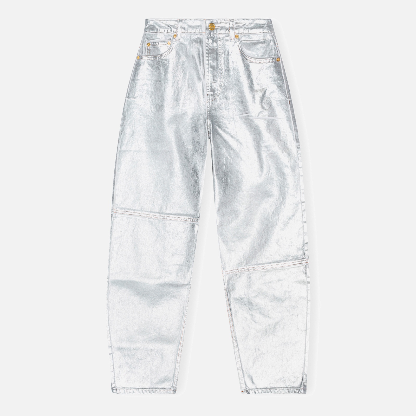 Ganni Women's Foil Denim Stary Jeans - Bright White - 1